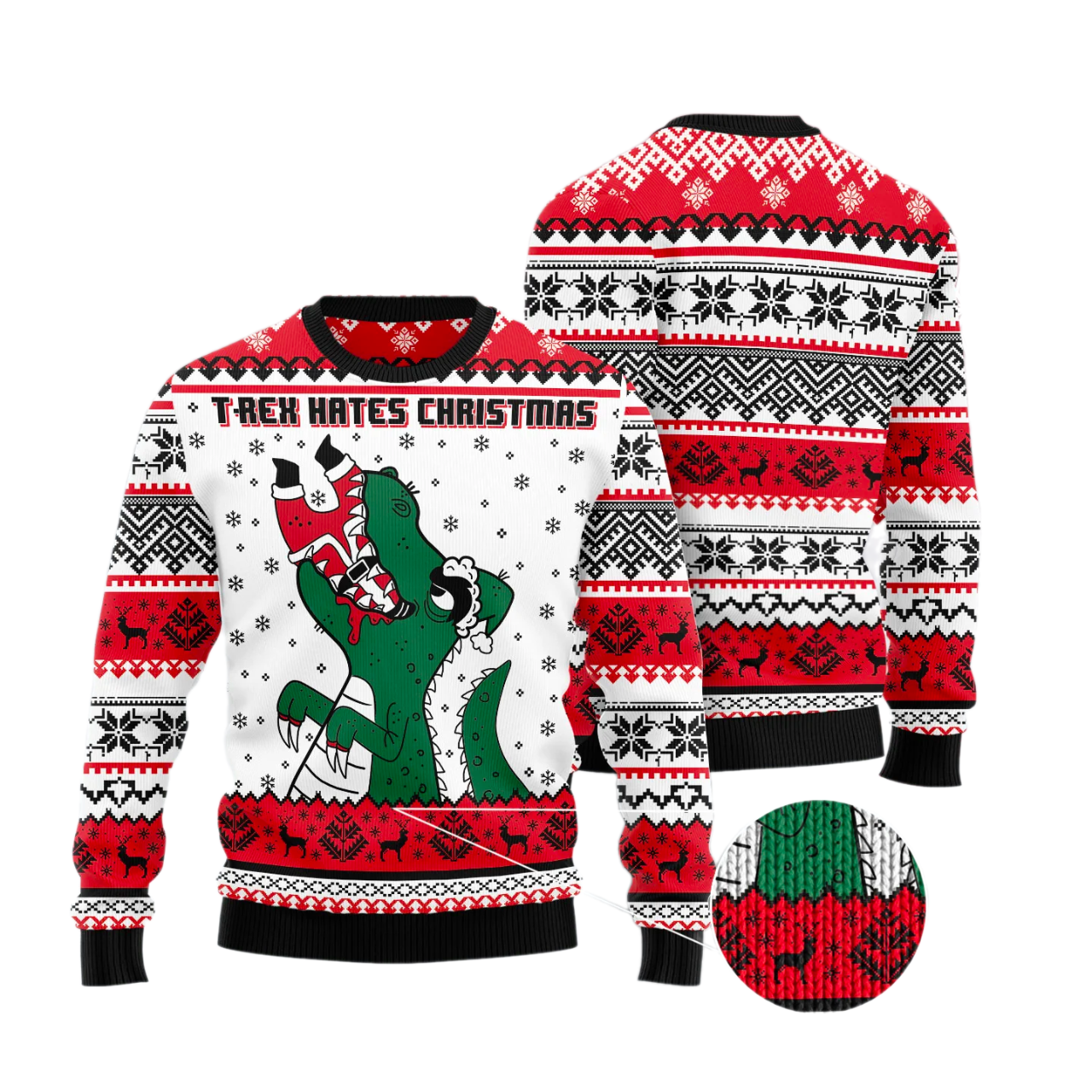 T-Rex Hates Christmas Ugly Sweater For Men & Women Christmas Gift Sweater US2919 - WeCustomit