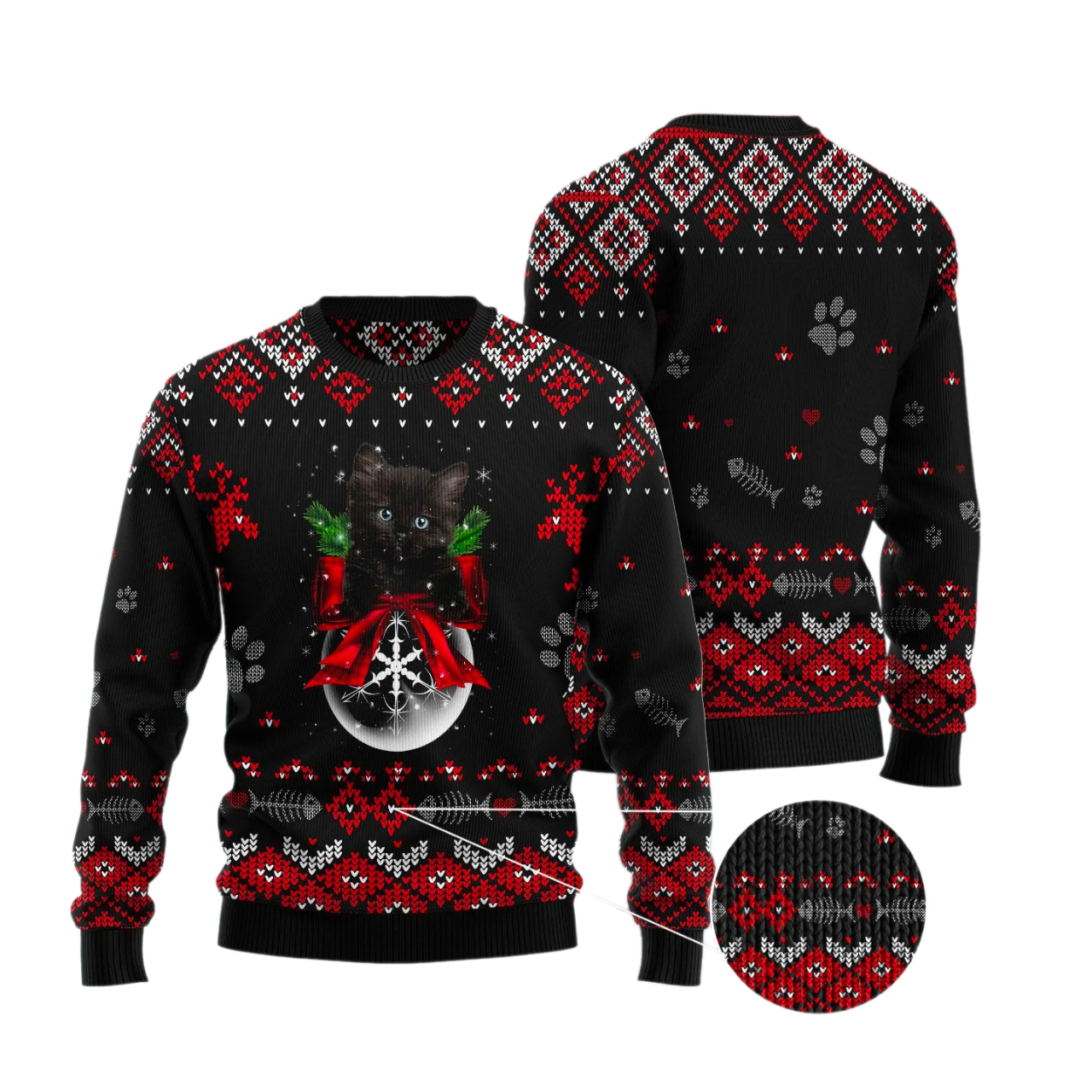 Black Cat Christmas Ugly Christmas Sweater For Men & Women Christmas Gift Sweater US2924 - WeCustomit