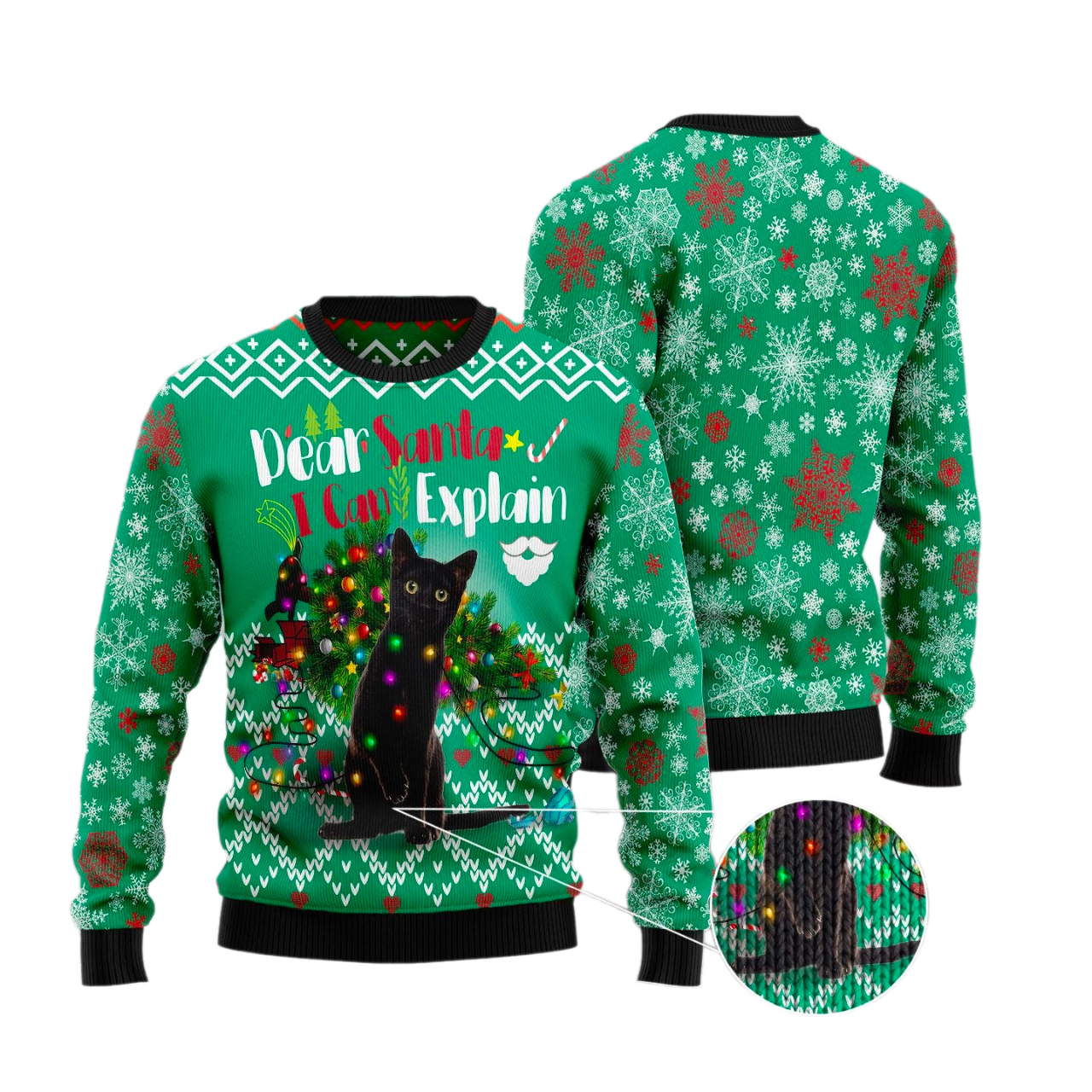 Black Cat I Can Explain Christmas Ugly Christmas Sweater For Men & Women Christmas Gift Sweater US2925 - WeCustomit