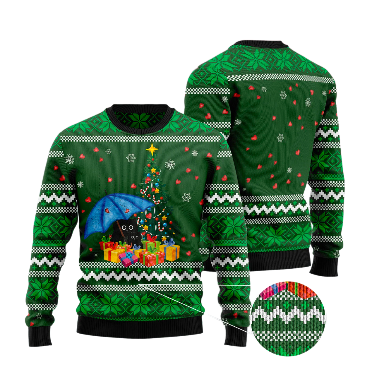 Rain With Love Black Cat Ugly Christmas Sweater For Men & Women Christmas Gift Sweater US2936 - WeCustomit