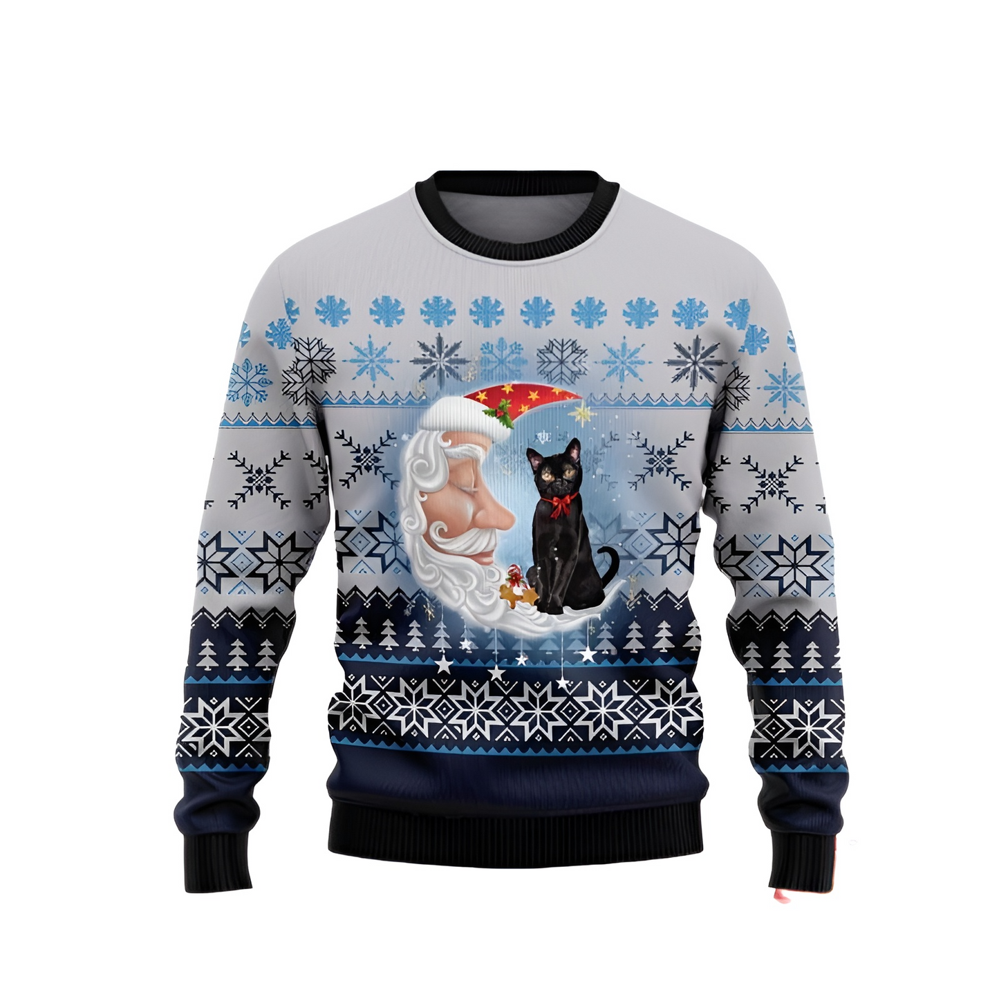 Black Cat Moon Night Ugly Christmas Sweater For Men & Women Christmas Gift Sweater US3002 - WeCustomit