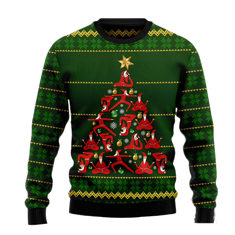 Santa Yoga Tree Ugly Christmas Sweater For Men & Women Christmas Gift Sweater US3221 - WeCustomit