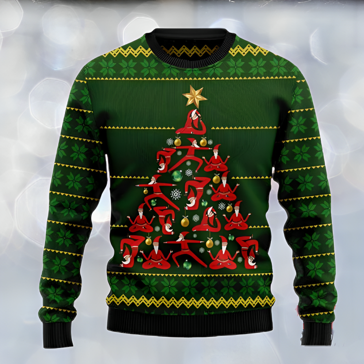 Santa Yoga Tree Ugly Christmas Sweater For Men & Women Christmas Gift Sweater US3221 - WeCustomit