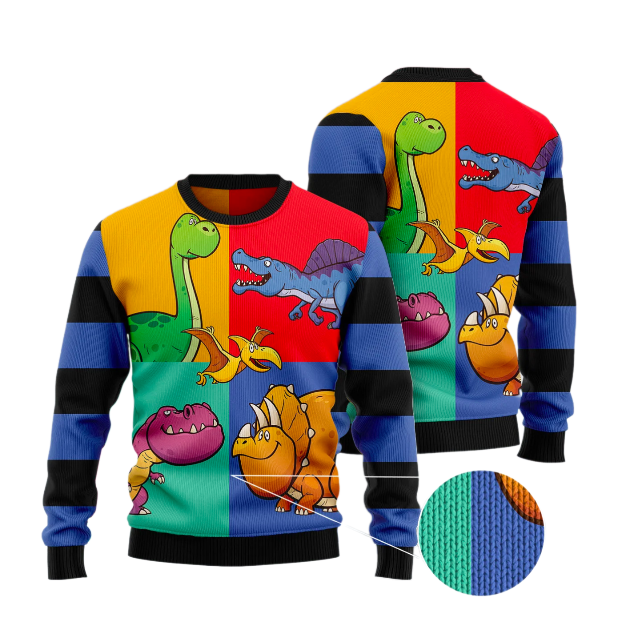 Dinosaur Color Ugly Christmas Sweater For Men & Women Christmas Gift Sweater US3176 - WeCustomit