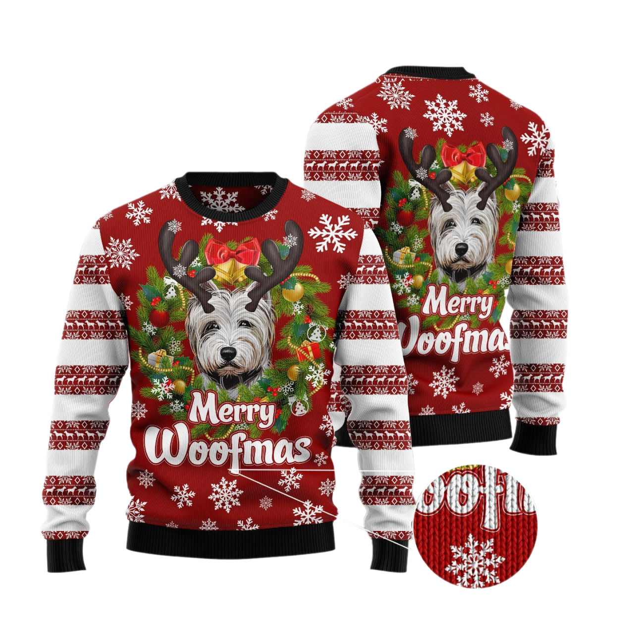 Merry Woofmas Ugly Christmas Sweater For Men & Women Christmas Gift Sweater US3231 - WeCustomit