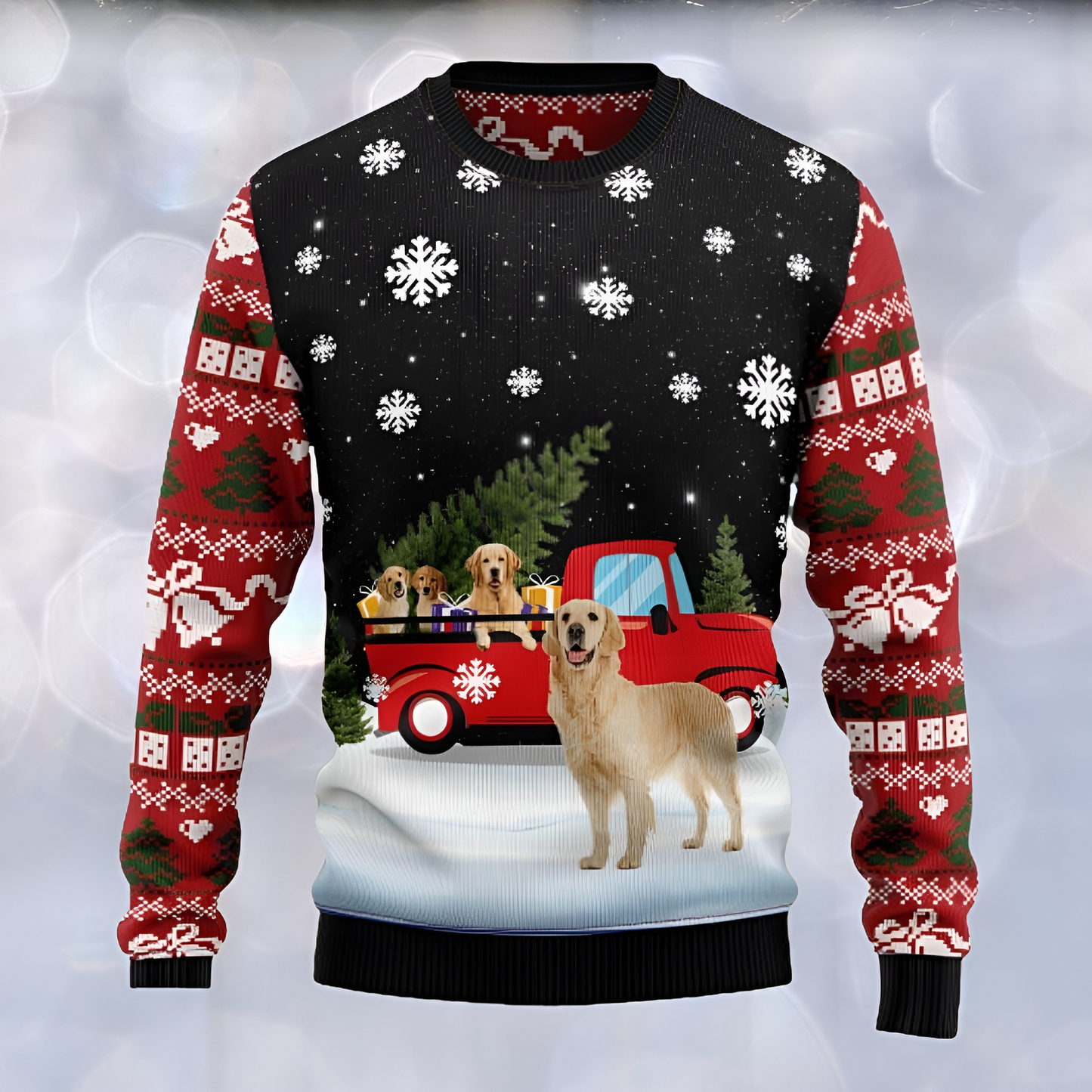 Dog Red Truck Ugly Christmas Sweater For Men & Women Christmas Gift Sweater US3245 - WeCustomit
