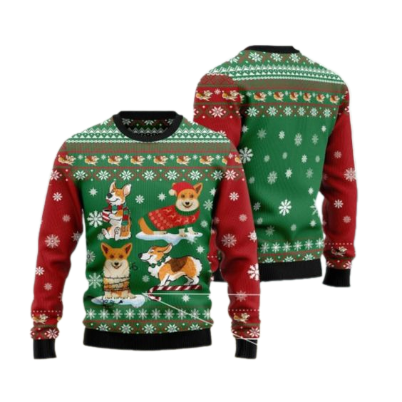 Corgi Snow Day Ugly Christmas Sweater For Men & Women Christmas Gift Sweater US3250 - WeCustomit