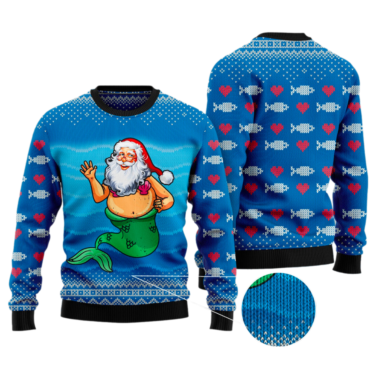 Satan Claus Mermaid Ugly Christmas Sweater For Men & Women Christmas Gift Sweater US3102 - WeCustomit