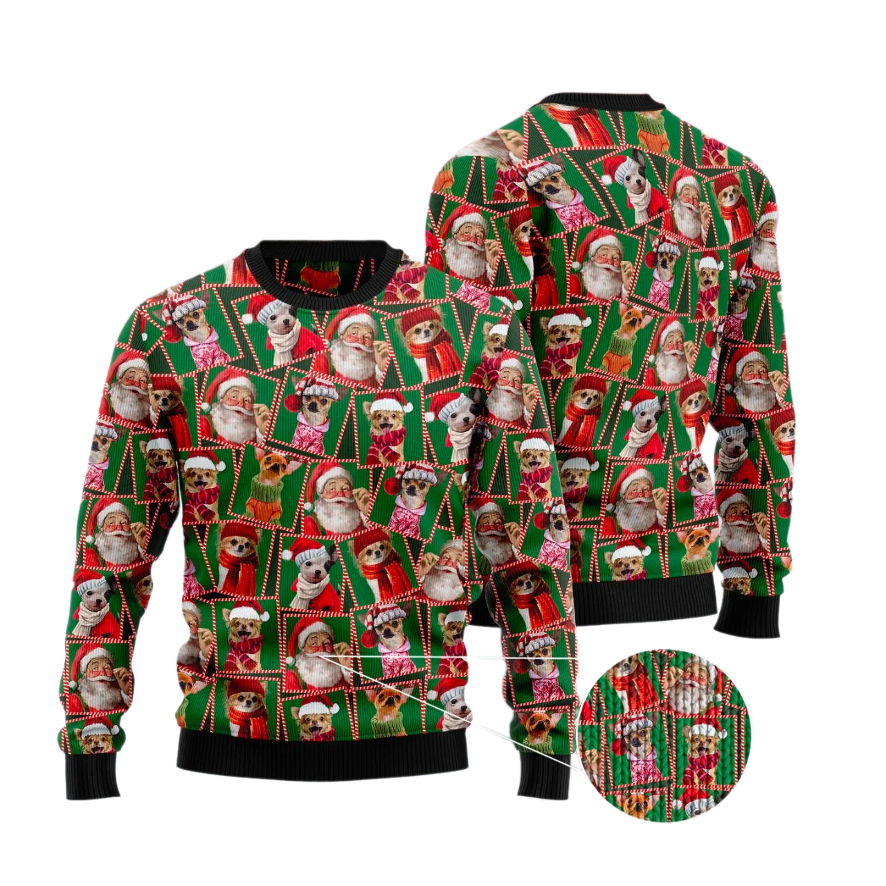 Chihuahua Santa Claus Ugly Christmas Sweater For Men & Women Christmas Gift Sweater US3104 - WeCustomit