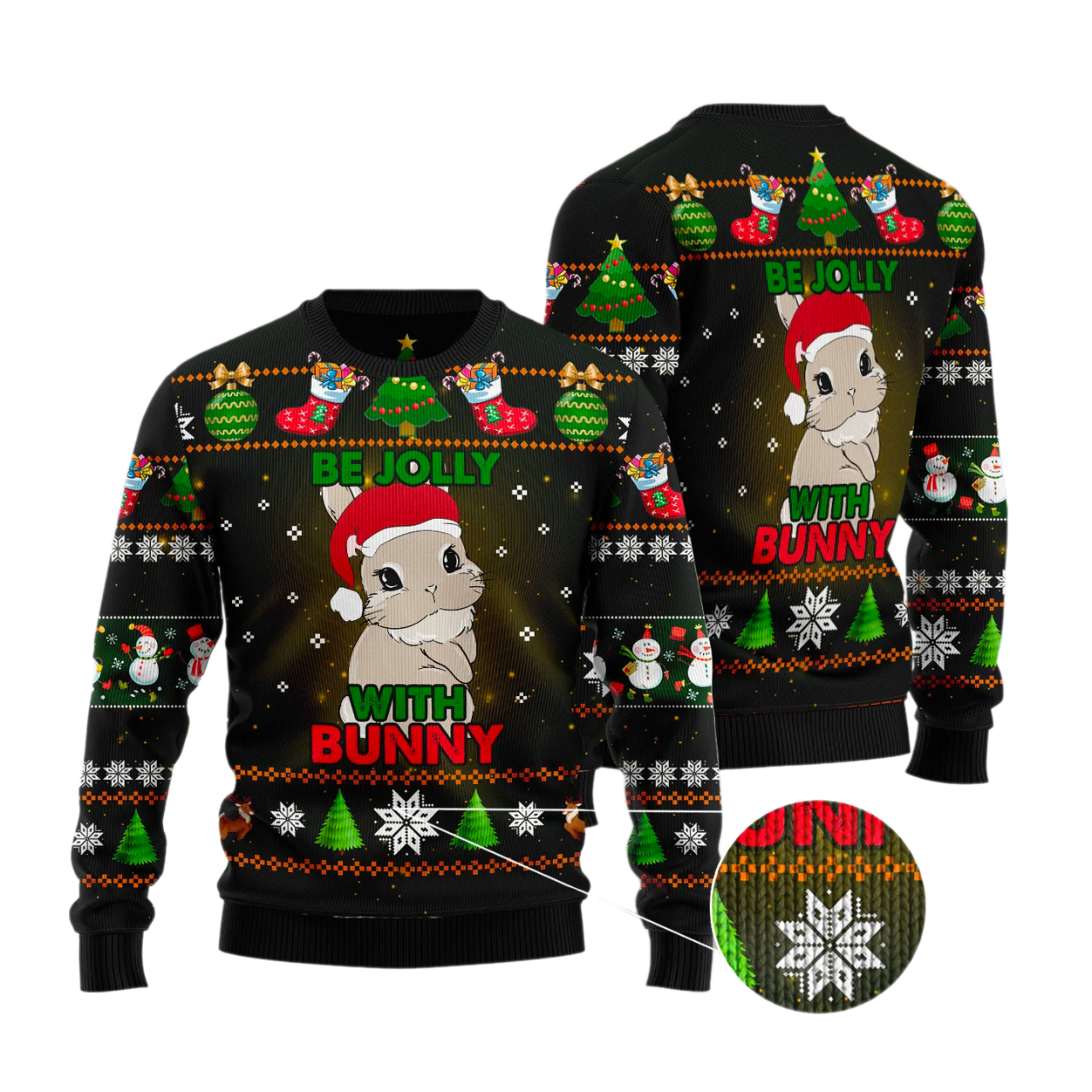 Rabbit Be Jolly Ugly Christmas Sweater For Men & Women Christmas Gift Sweater US3109 - WeCustomit