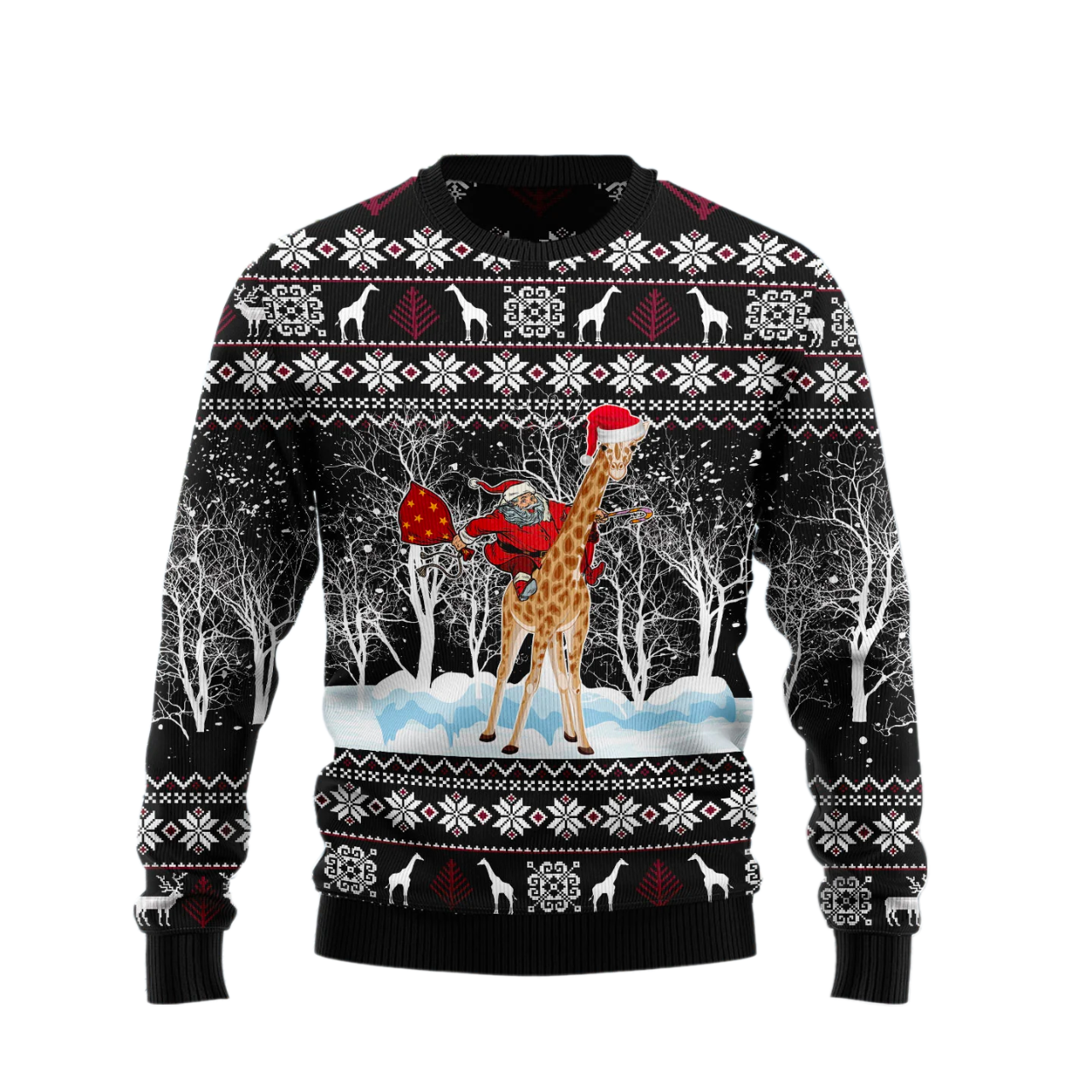 Giraffe and Santa Ugly Christmas Sweater For Men & Women Christmas Gift Sweater US3110 - WeCustomit