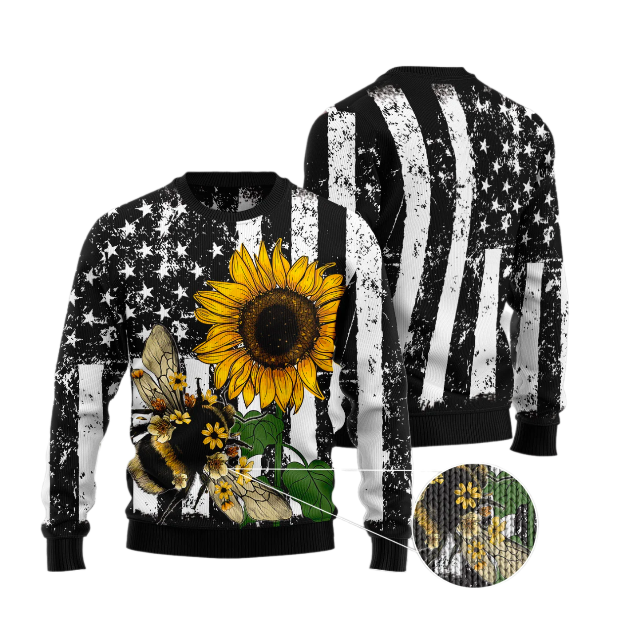 Sunflower Bee Ugly Christmas Sweater For Men & Women Christmas Gift Sweater US3113 - WeCustomit
