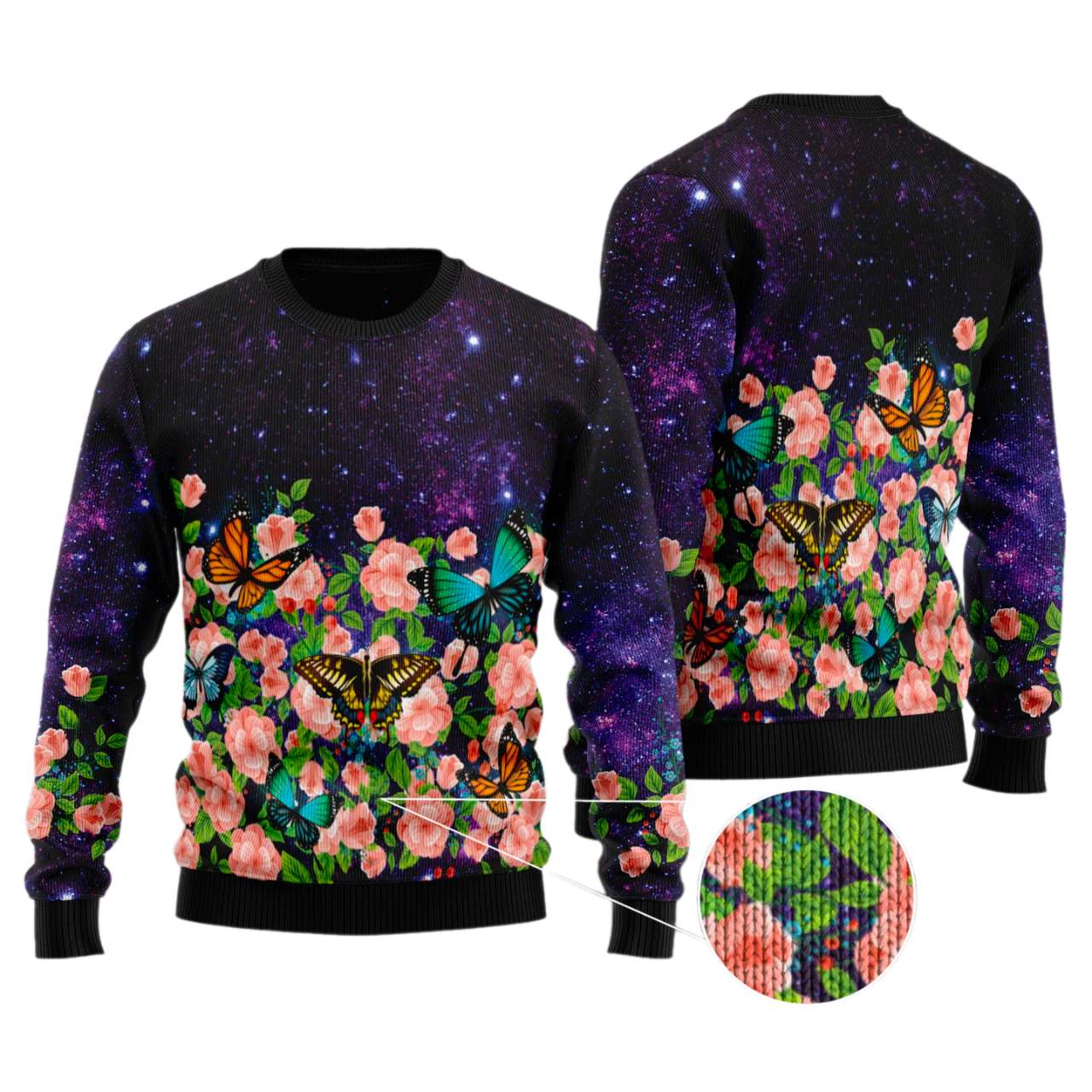 Butterfly Flowers Ugly Christmas Sweater For Men & Women Christmas Gift Sweater US3116 - WeCustomit