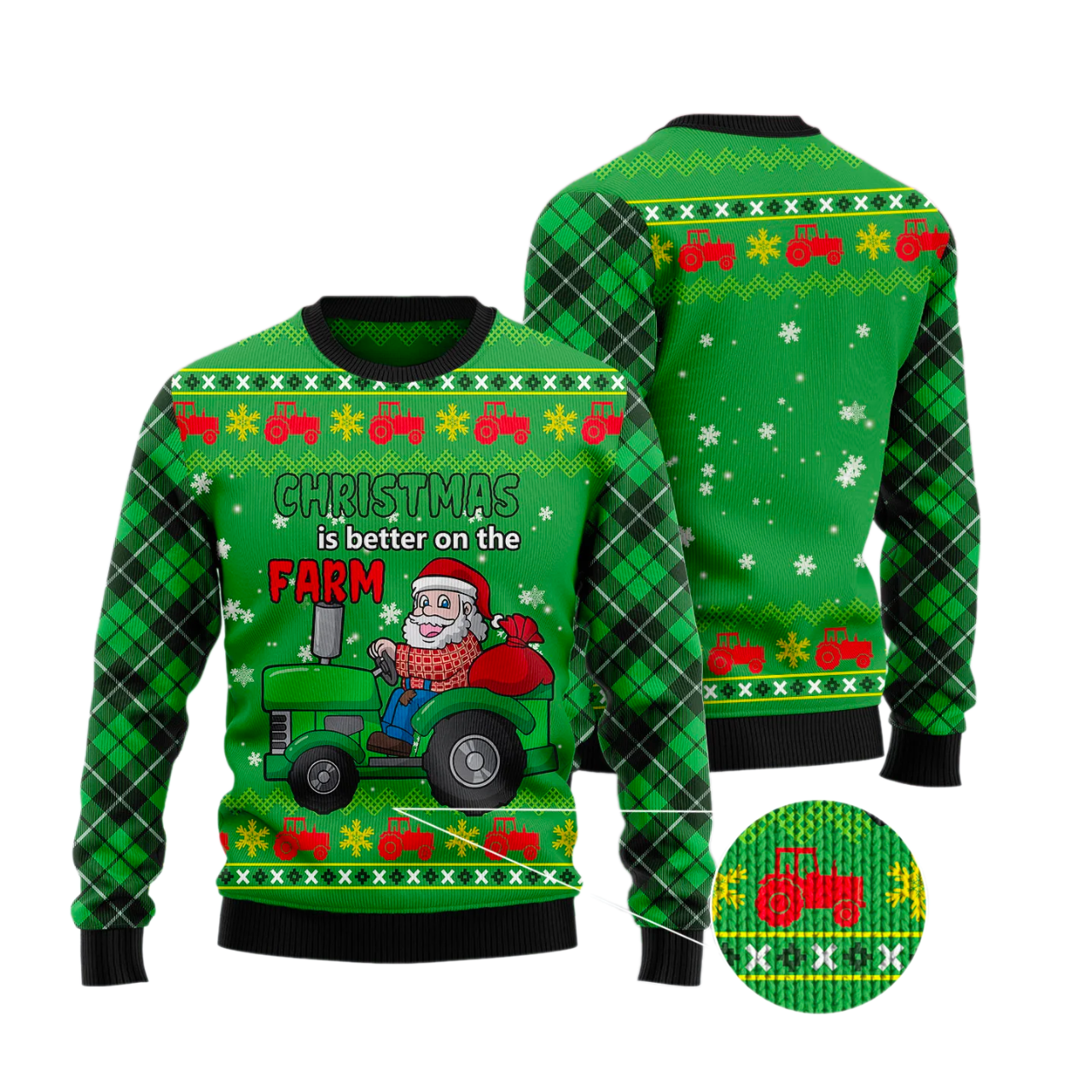 Tractor Santa Ugly Christmas Sweater For Men & Women Christmas Gift Sweater US3117 - WeCustomit