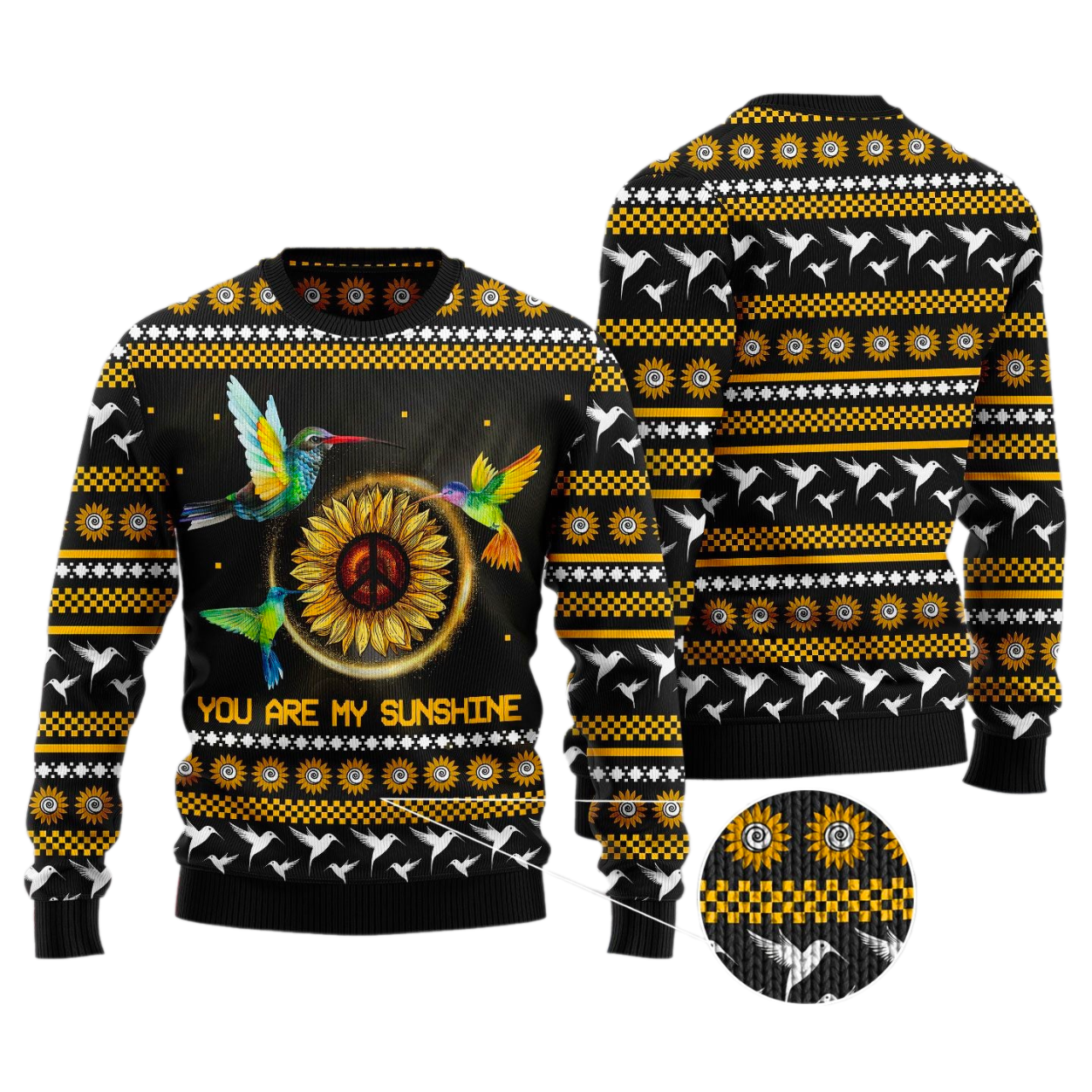 Hummingbird Sunflower Ugly Christmas Sweater For Men & Women Christmas Gift Sweater US3120 - WeCustomit