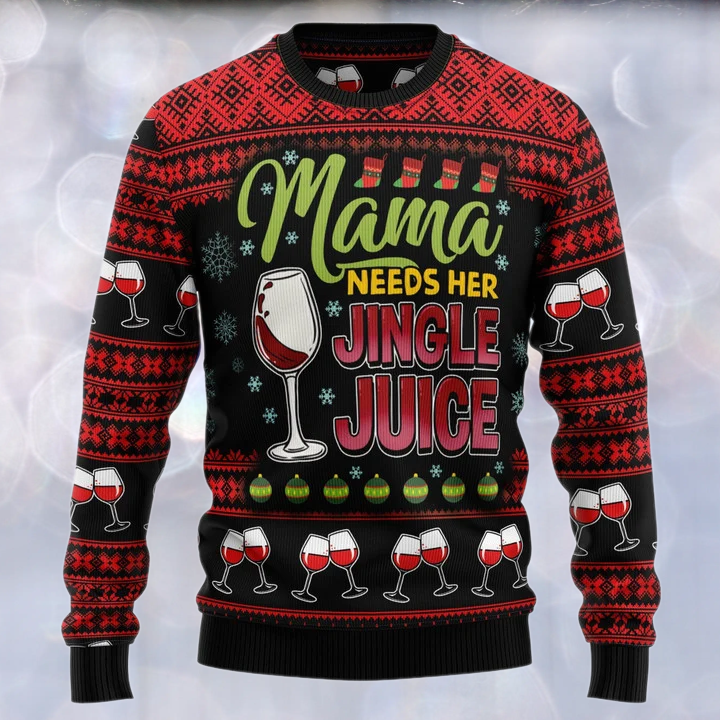Red Wine Mama Ugly Christmas Sweater For Men & Women Christmas Gift Sweater US3283 - WeCustomit