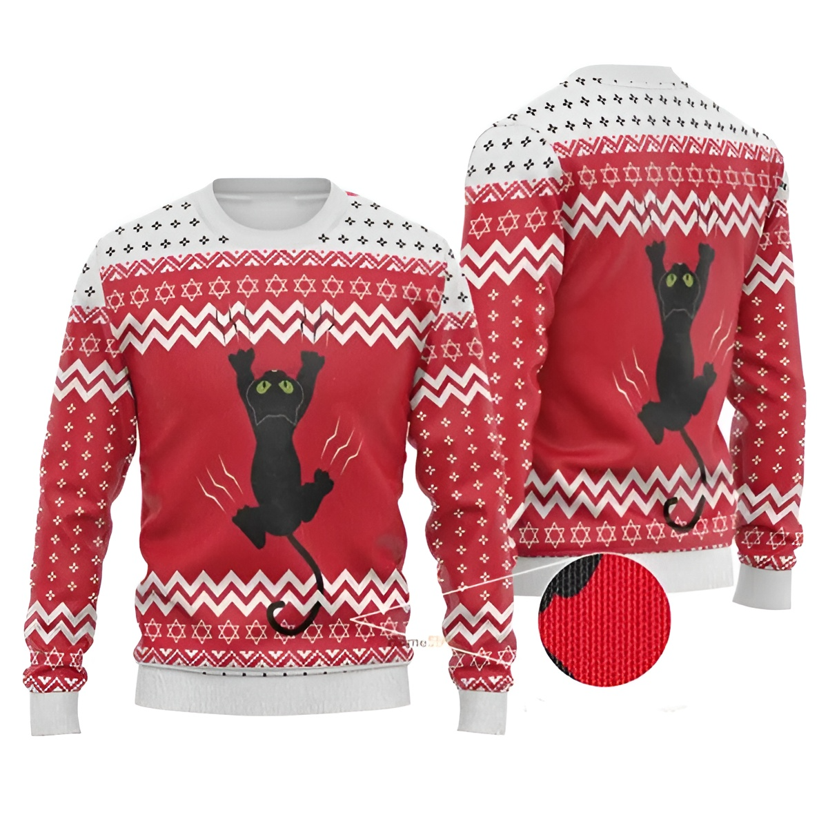 Funny Black Cat Ugly Christmas Sweater For Men & Women Christmas Gift Sweater US3291 - WeCustomit