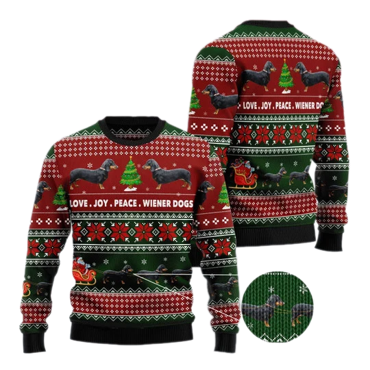 Christmas Dachshund Love Joy Ugly Christmas Sweater For Men & Women Christmas Gift Sweater US3297 - WeCustomit