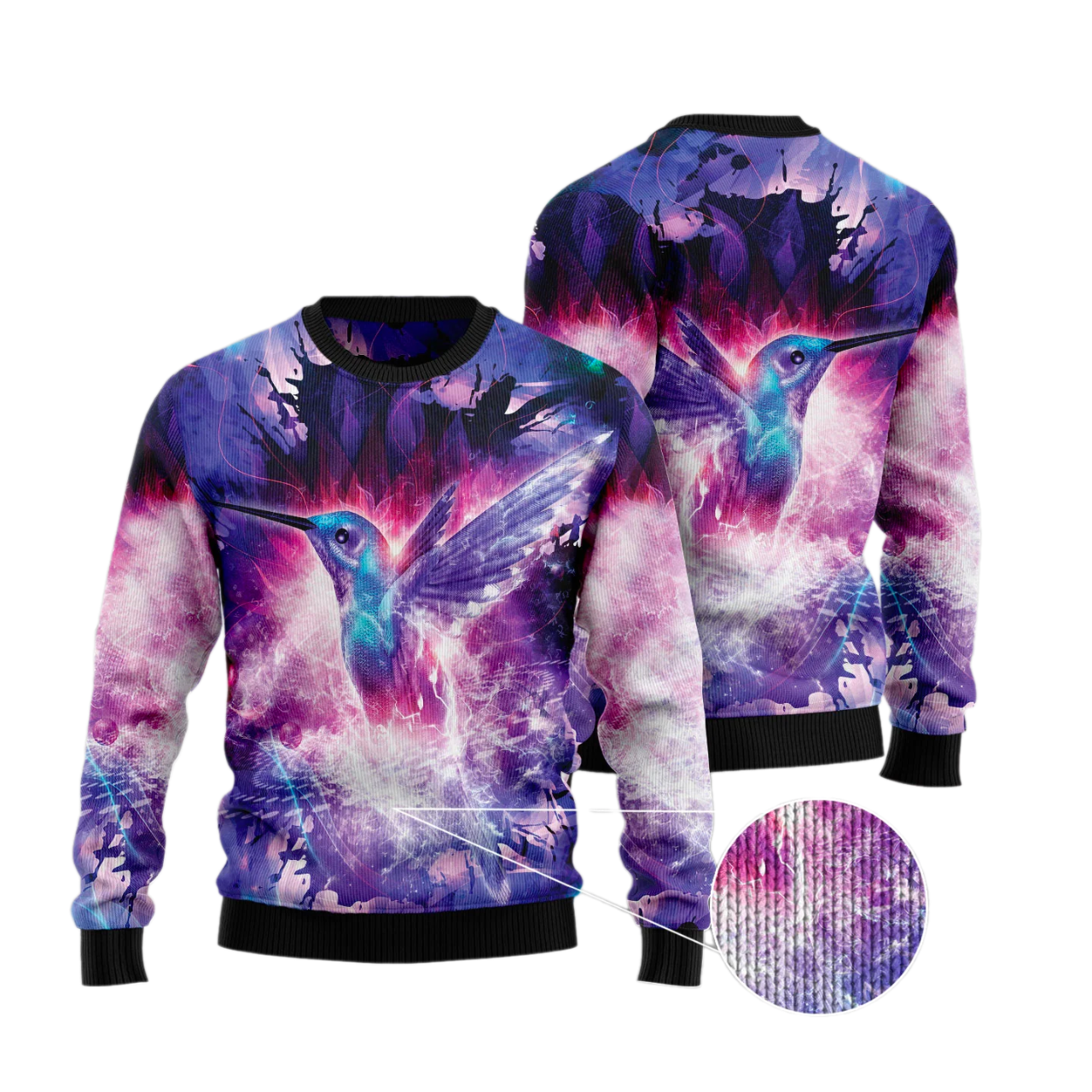 Purple Hummingbird Ugly Christmas Sweater For Men & Women Christmas Gift Sweater US3129 - WeCustomit