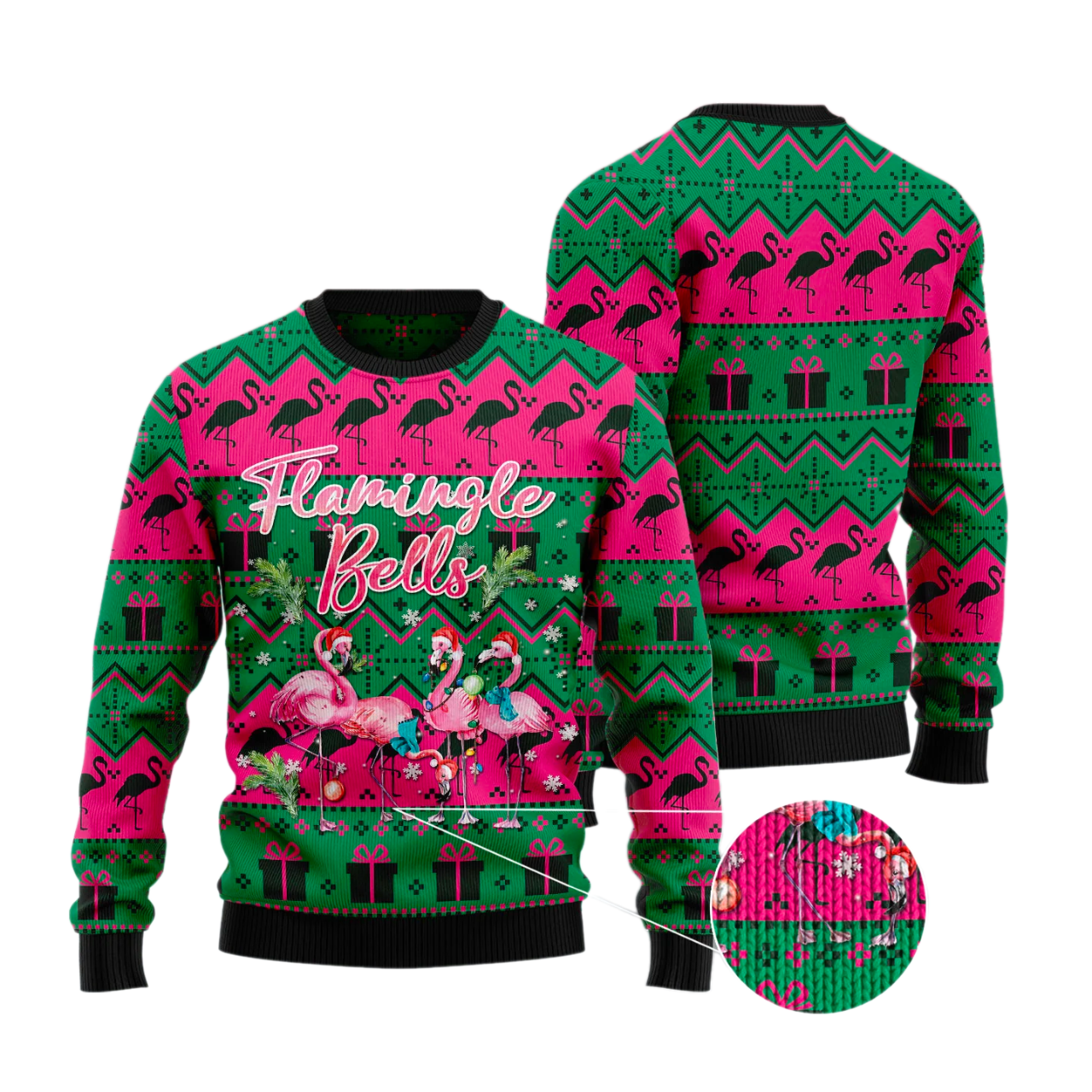 Flamingle Bells Ugly Christmas Sweater For Men & Women Christmas Gift Sweater US3131 - WeCustomit