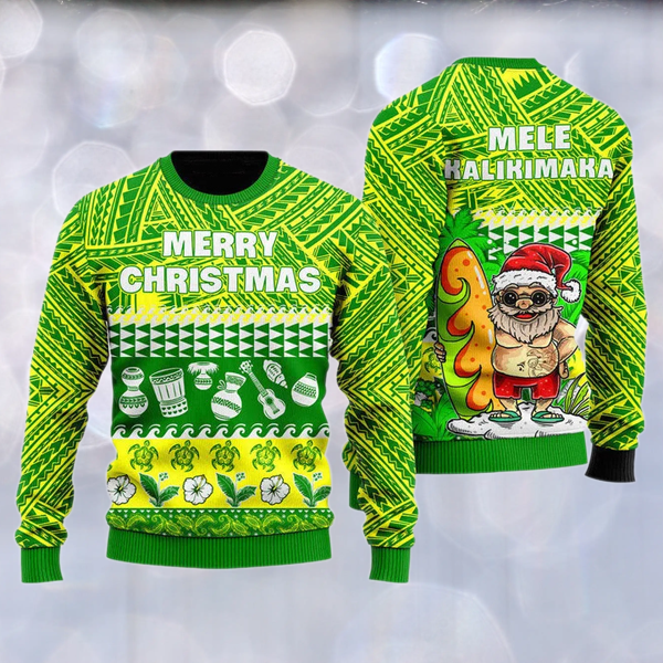 Santa Green Ugly Christmas Sweater For Men & Women Christmas Gift Sweater US3273 - WeCustomit