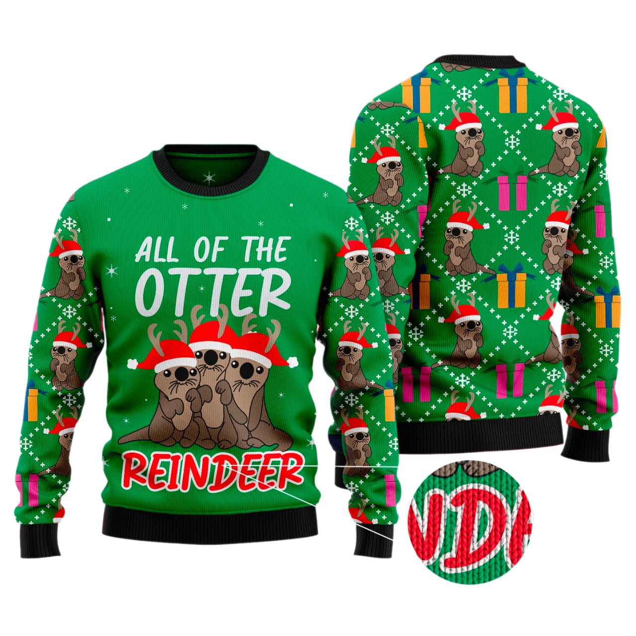 Otter Reindeer Ugly Christmas Sweater For Men & Women Christmas Gift Sweater US3140 - WeCustomit