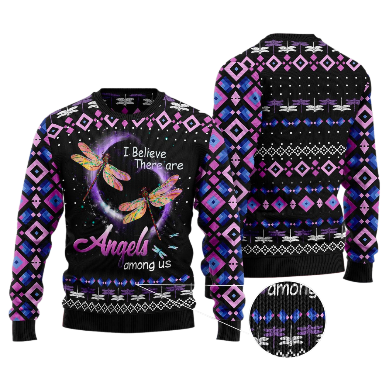 Dragonfly Angels Ugly Christmas Sweater For Men & Women Christmas Gift Sweater US3145 - WeCustomit