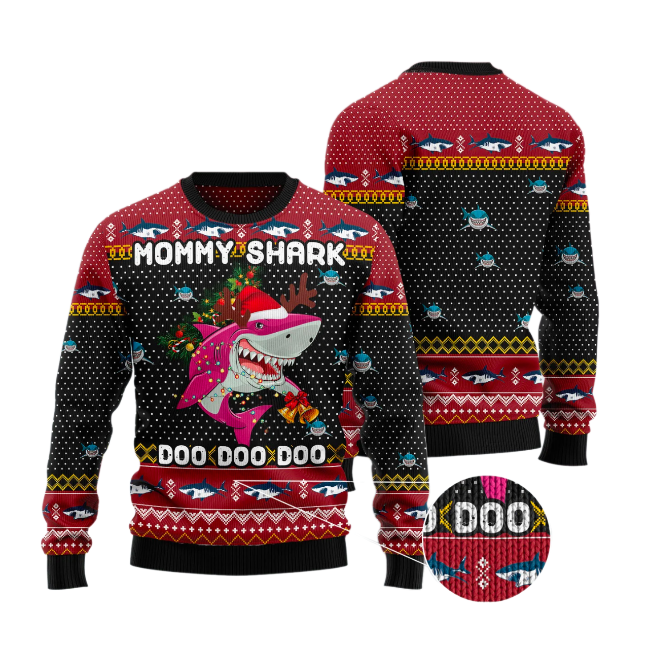 Mommy Shark Christmas Ugly Christmas Sweater For Men & Women Christmas Gift Sweater US3335 - WeCustomit