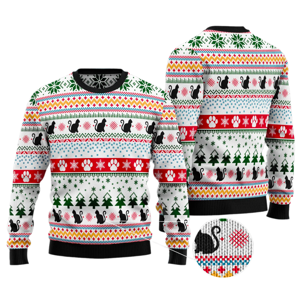 Black Cat Ugly Christmas Sweater For Men & Women Christmas Gift Sweater US3336 - WeCustomit