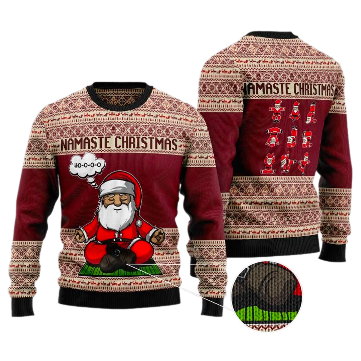 Yoga Santa Clause Ugly Christmas Sweater For Men & Women Christmas Gift Sweater US3340 - WeCustomit