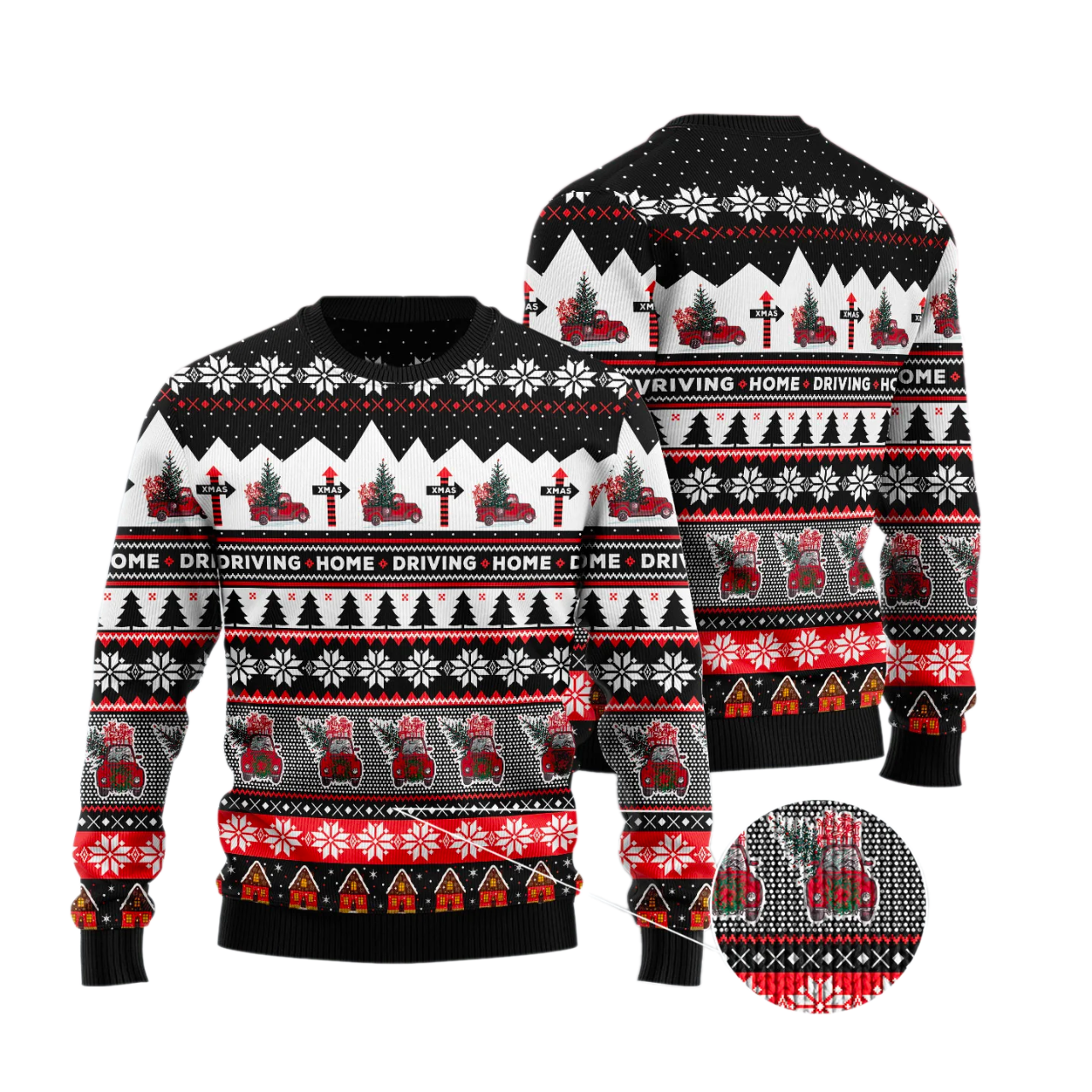 Truck Driving Home Ugly Christmas Sweater For Men & Women Christmas Gift Sweater US3341 - WeCustomit