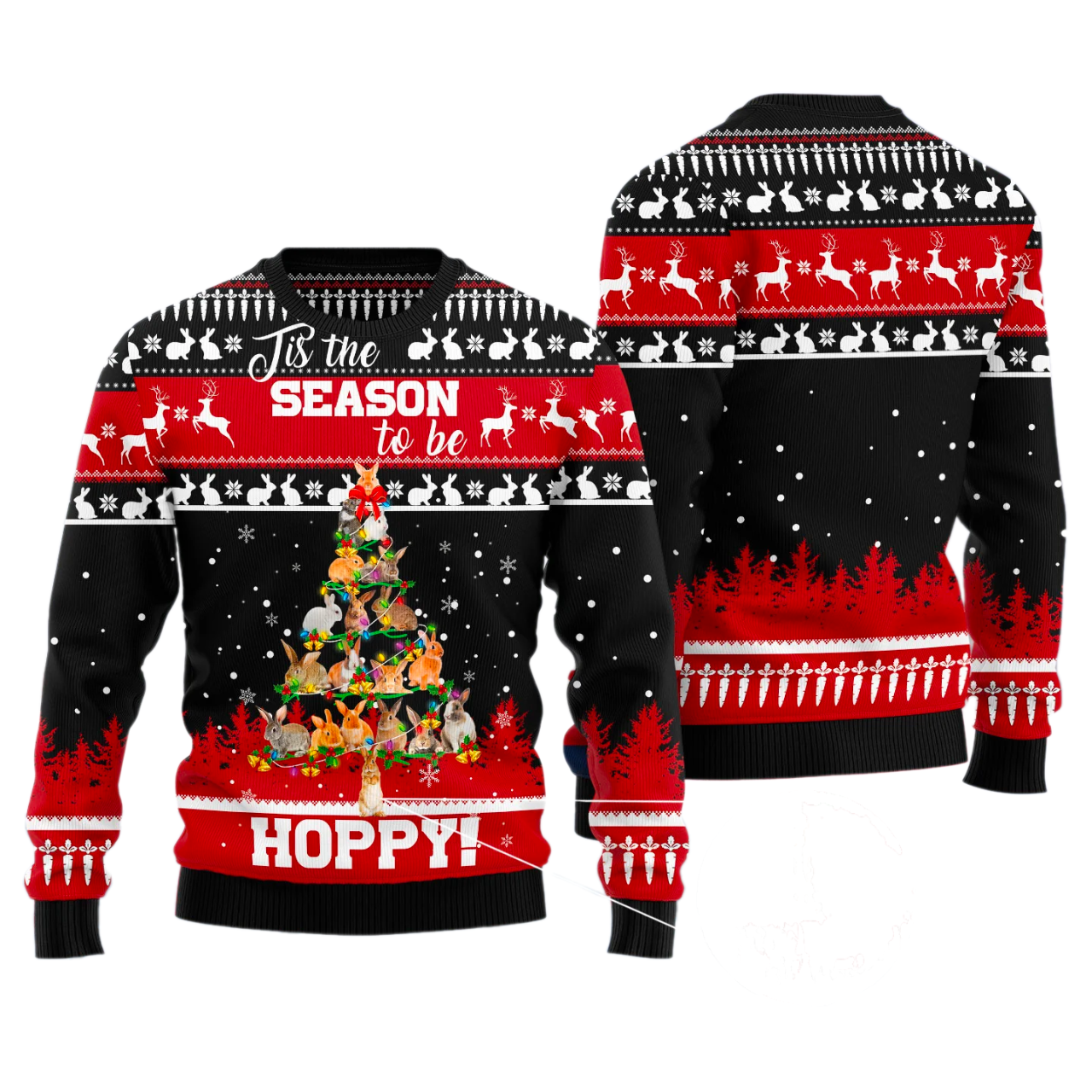 Rabbit Christmas Tree Ugly Christmas Sweater For Men & Women Christmas Gift Sweater US3343 - WeCustomit