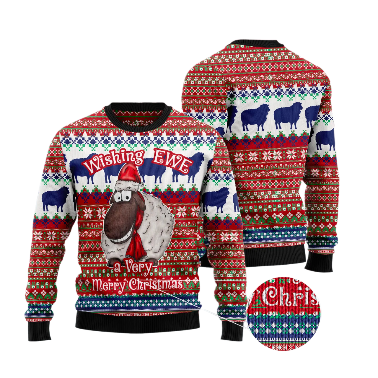Sheep Wishing EWE Ugly Christmas Sweater For Men & Women Christmas Gift Sweater US3345 - WeCustomit