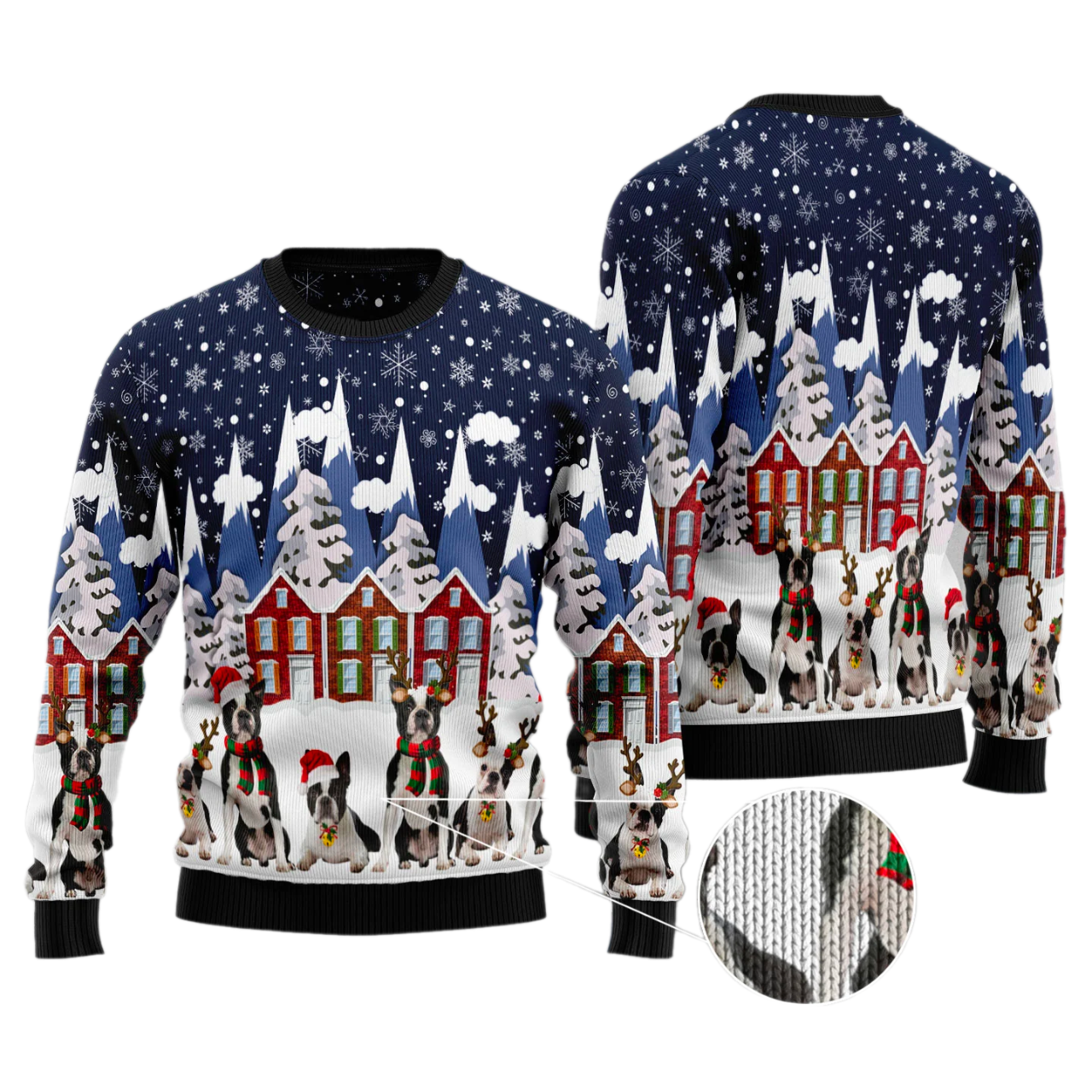 Boston Terrier Family Ugly Christmas Sweater For Men & Women Christmas Gift Sweater US3347 - WeCustomit