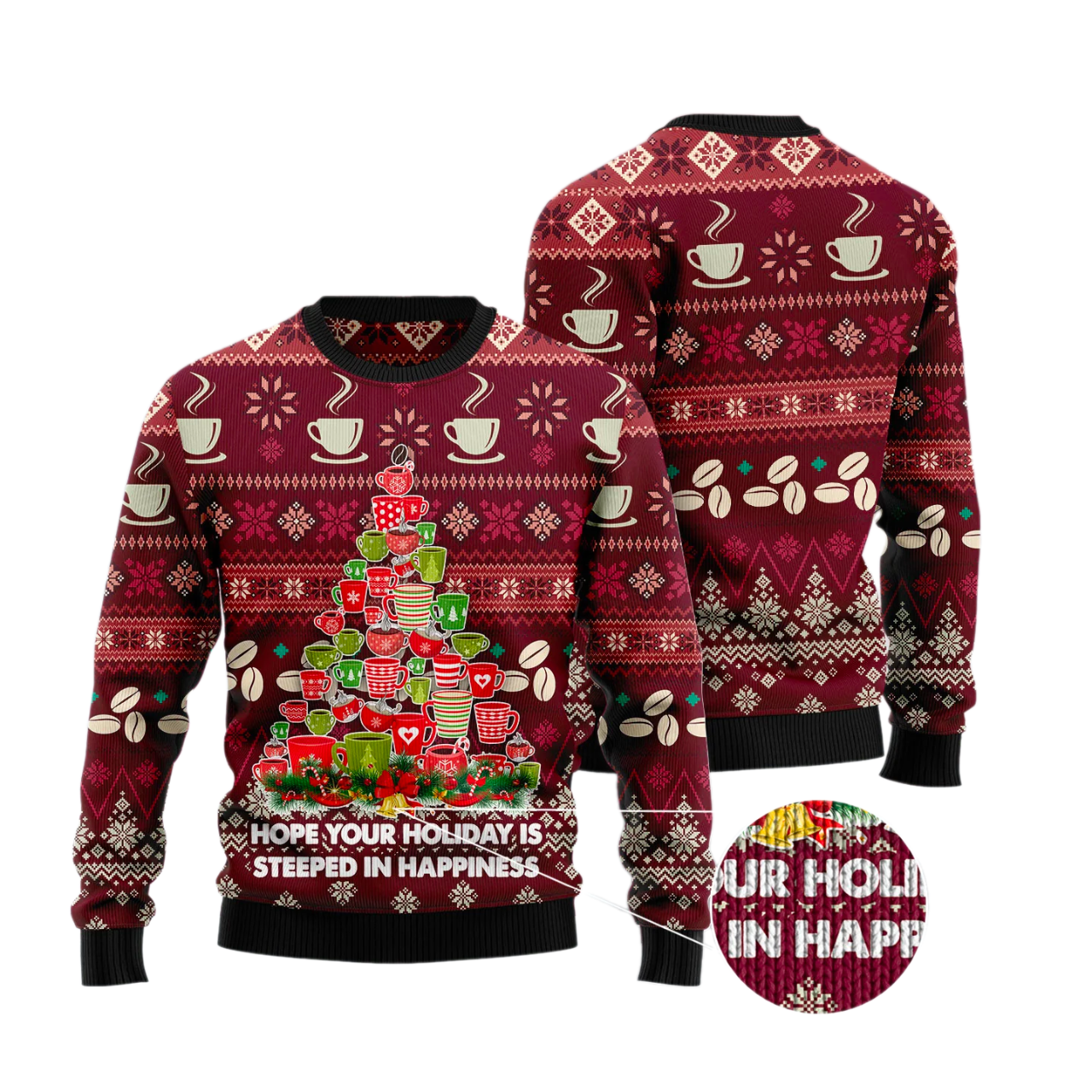 Coffee Christmas Tree Ugly Christmas Sweater For Men & Women Christmas Gift Sweater US3350 - WeCustomit
