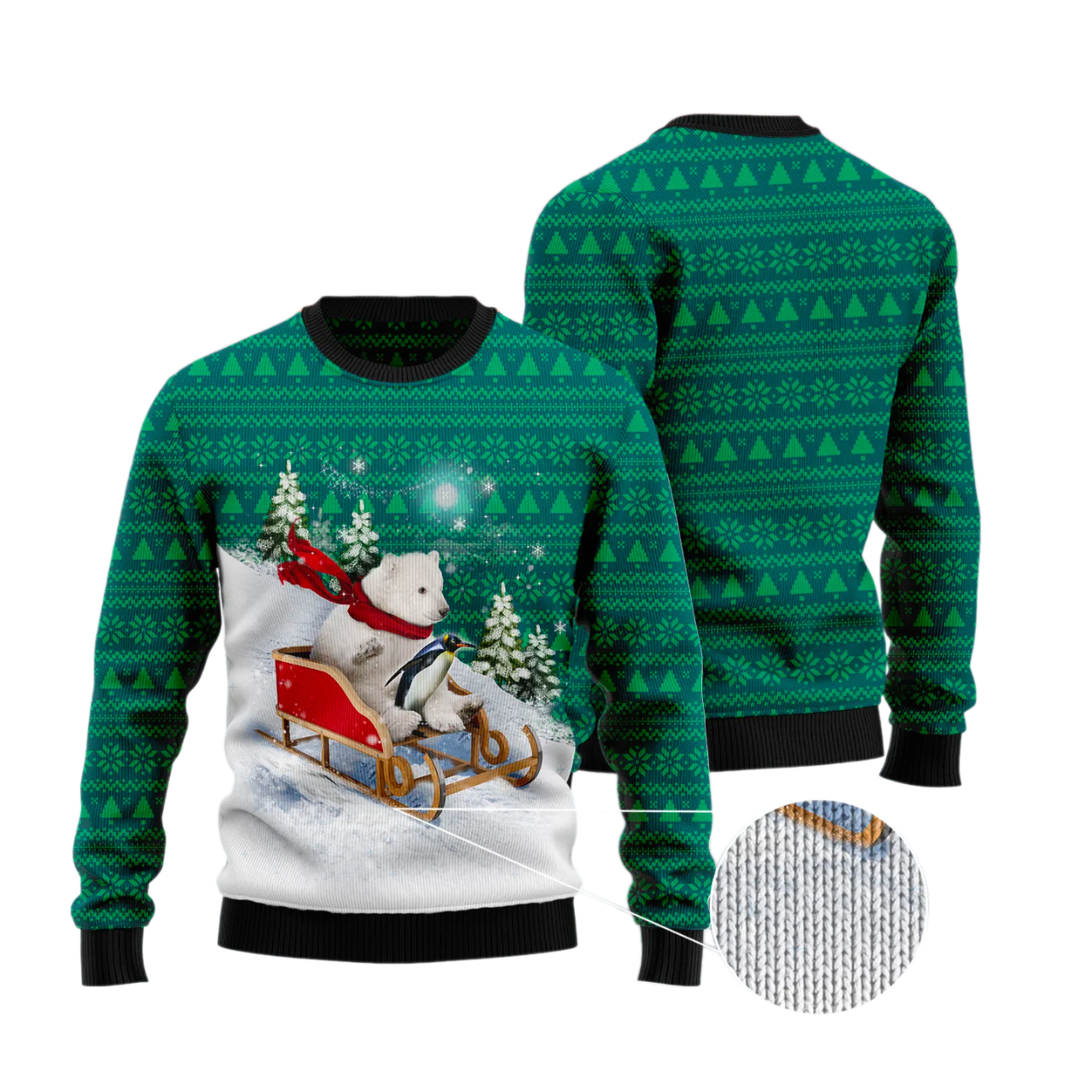Polar Bear Sleigh Ugly Christmas Sweater For Men & Women Christmas Gift Sweater US3352 - WeCustomit