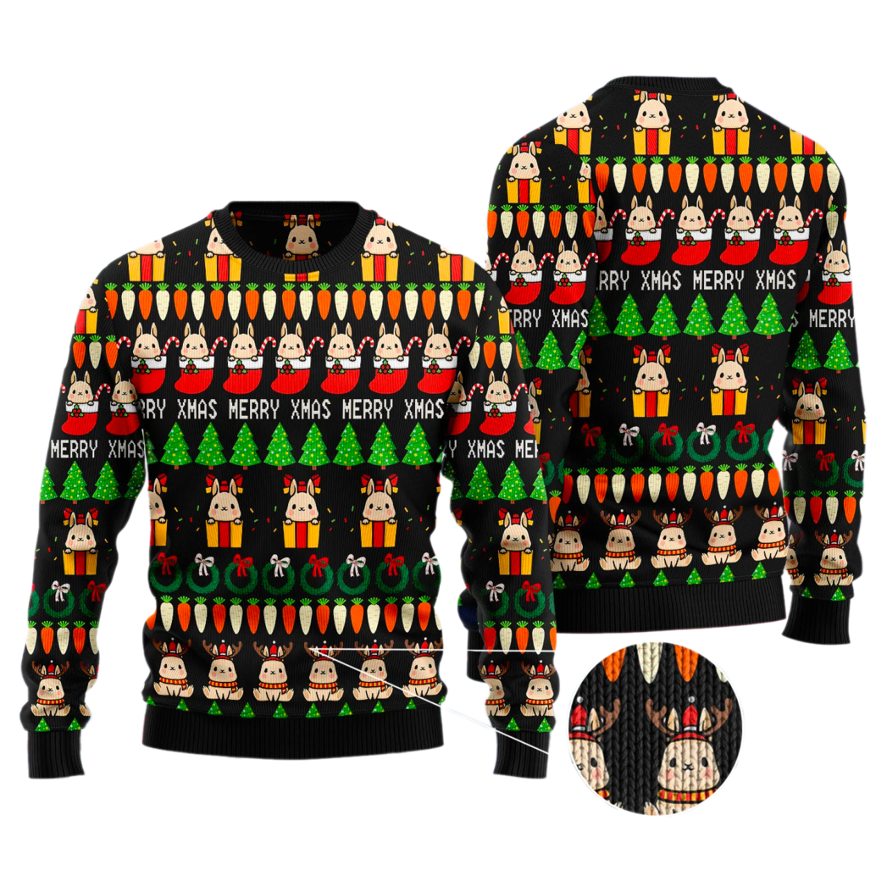 Rabbit Christmas Ugly Christmas Sweater For Men & Women Christmas Gift Sweater US3355 - WeCustomit