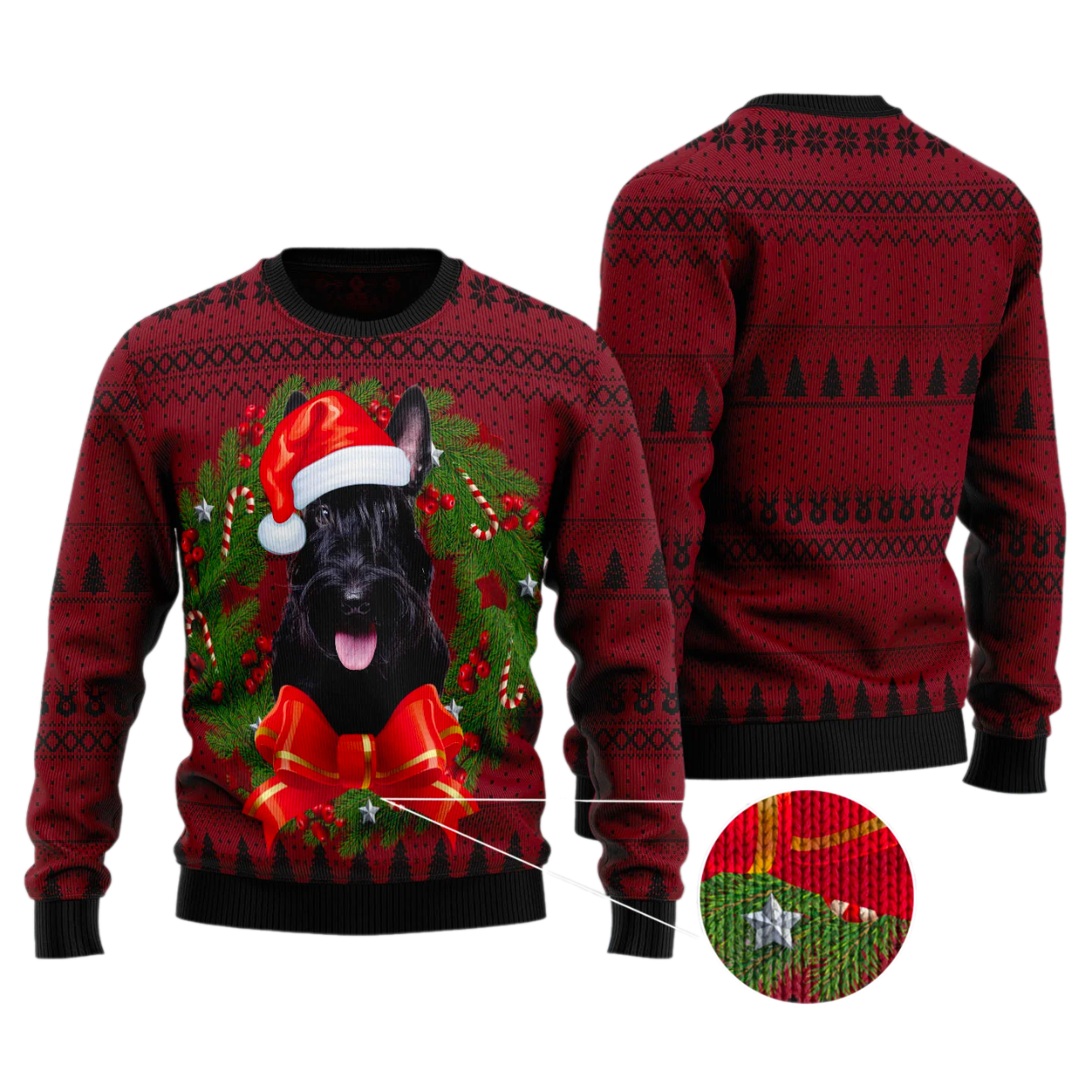 Cute Puppy Wreath Ugly Christmas Sweater For Men & Women Christmas Gift Sweater US3357 - WeCustomit