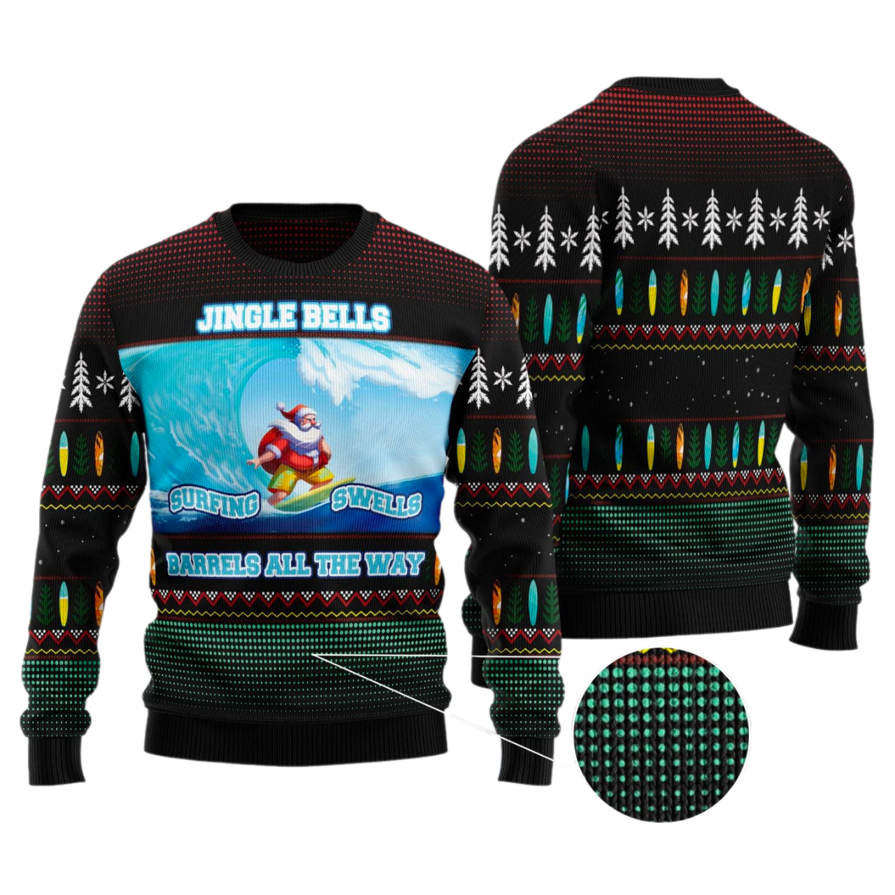 Santa Claus Surfing Ugly Christmas Sweater For Men & Women Christmas Gift Sweater US3369 - WeCustomit