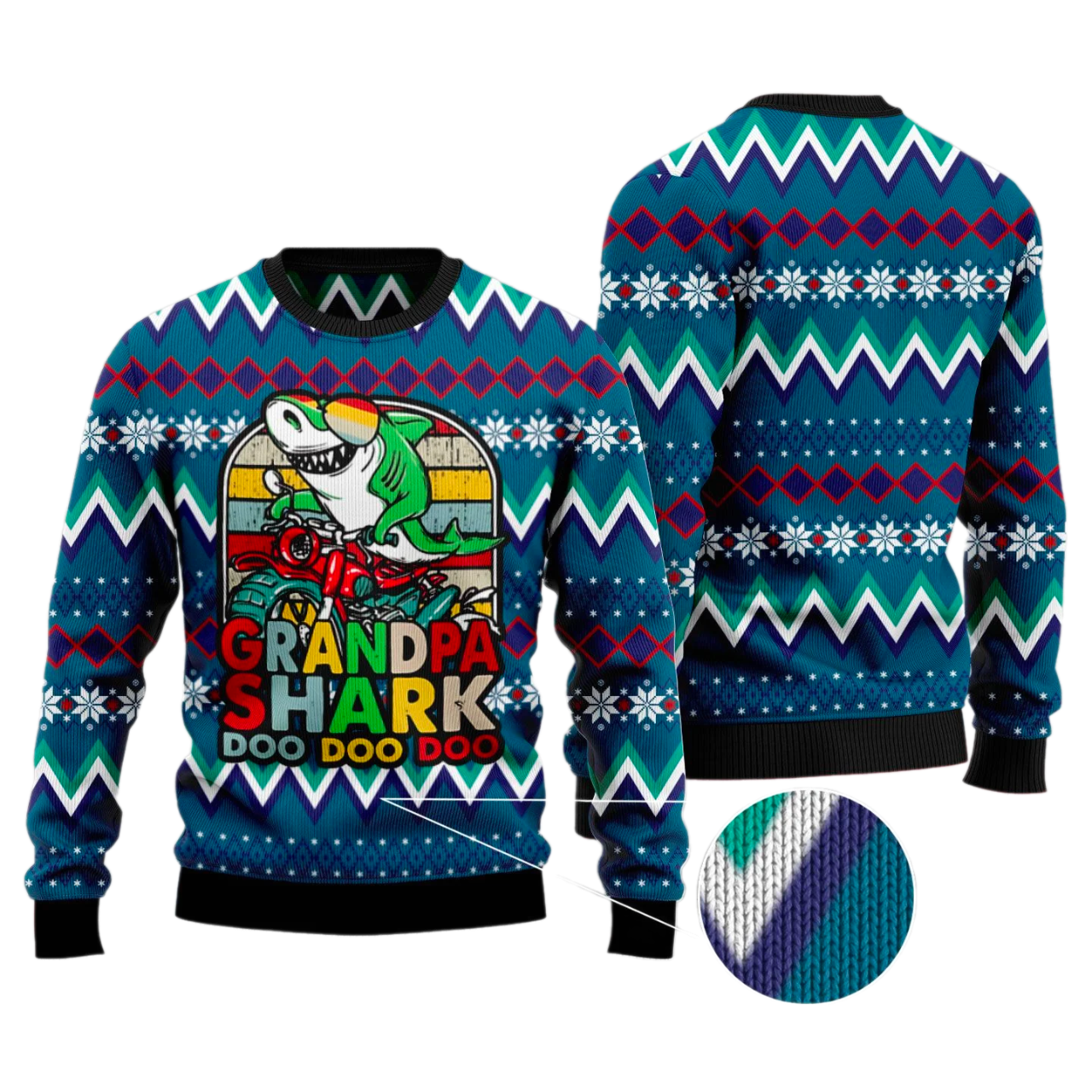 Grandpa Shark Dododo Ugly Christmas Sweater For Men & Women Christmas Gift Sweater US3370 - WeCustomit