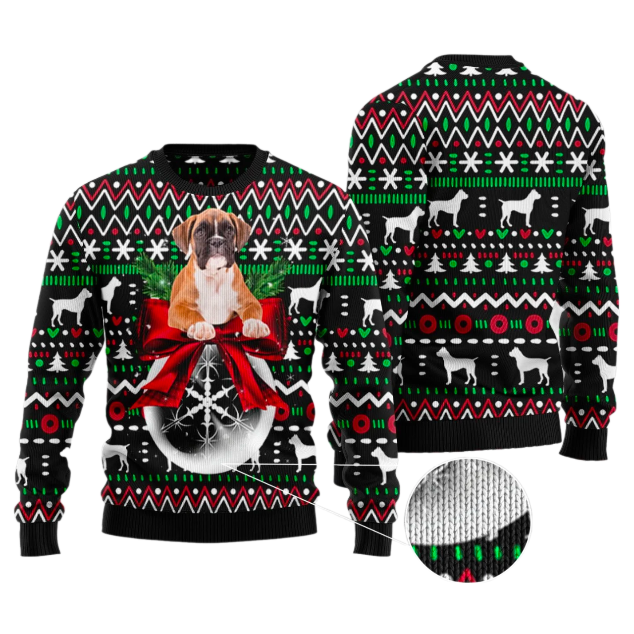 Boxer Xmas Ball Ugly Christmas Sweater For Men & Women Christmas Gift Sweater US3371 - WeCustomit