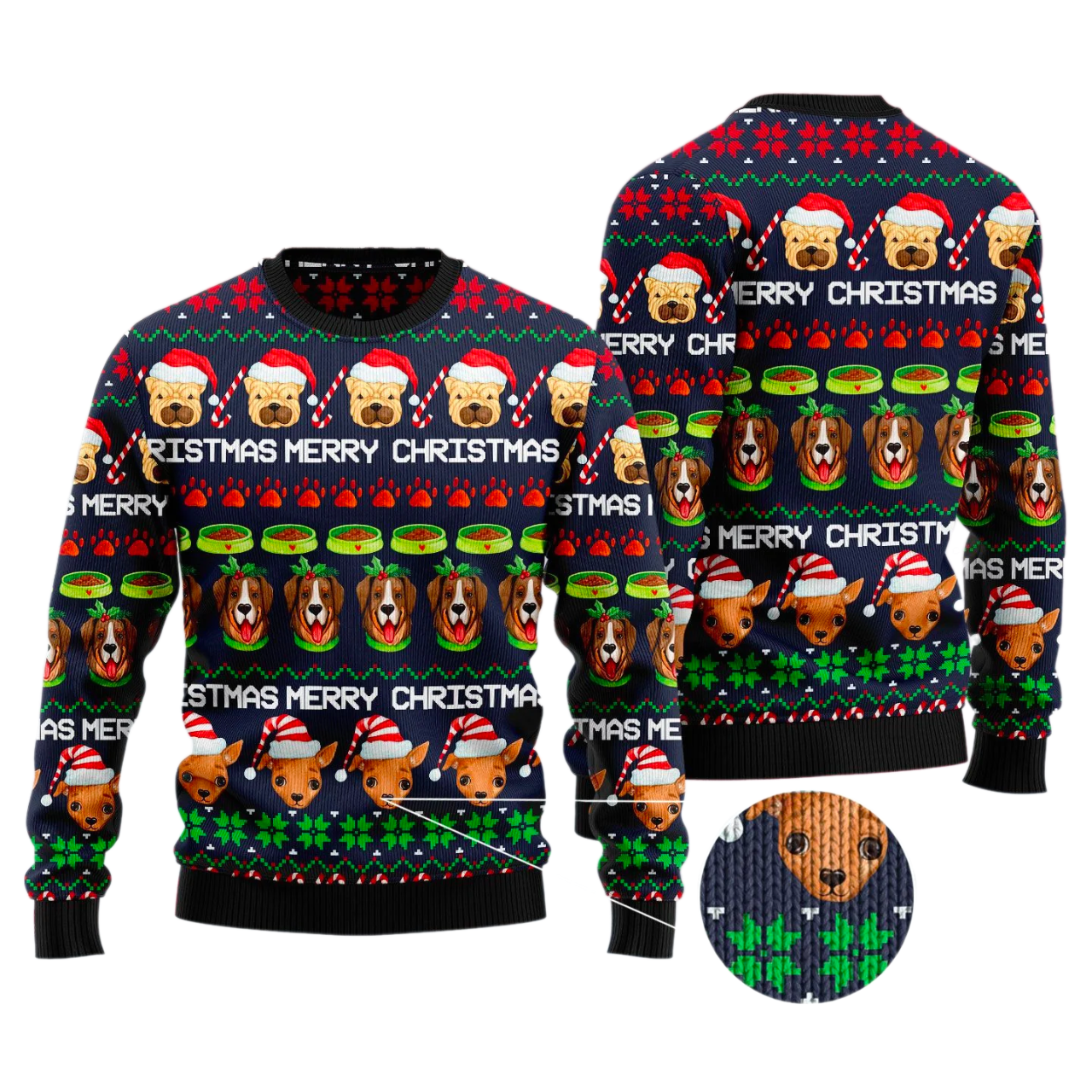 Dog Cute Face Ugly Christmas Sweater For Men & Women Christmas Gift Sweater US3372 - WeCustomit