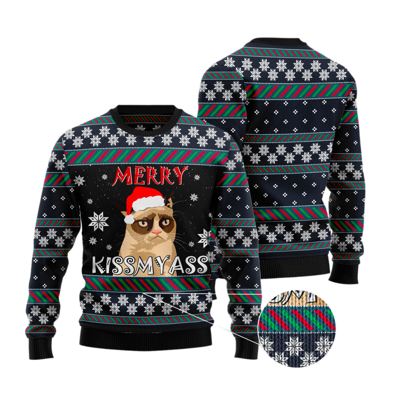 Grumpy Cat Kissmyass Ugly Christmas Sweater For Men & Women Christmas Gift Sweater US3373 - WeCustomit
