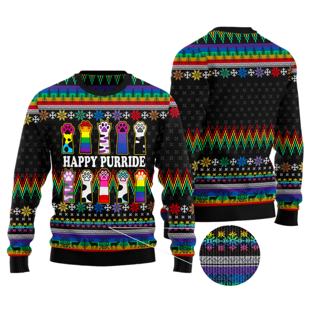 Cat LGBT Color Ugly Christmas Sweater For Men & Women Christmas Gift Sweater US3382 - WeCustomit