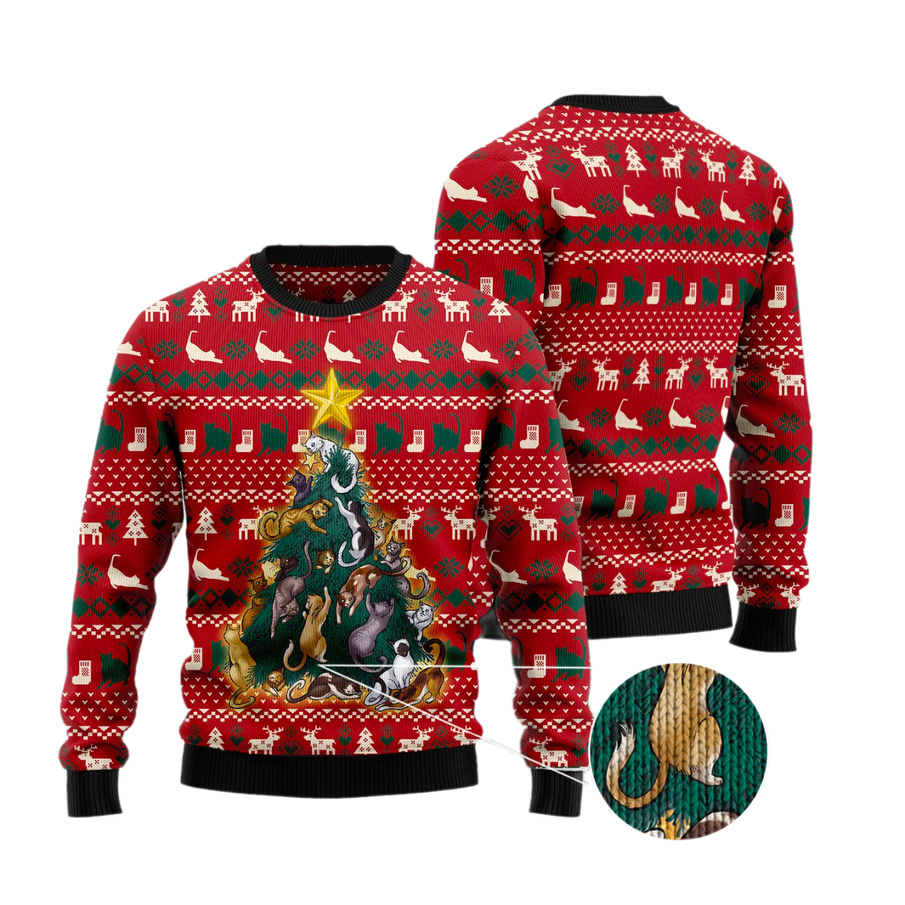 Cat Naughty Pine Ugly Christmas Sweater For Men & Women Christmas Gift Sweater US3383 - WeCustomit
