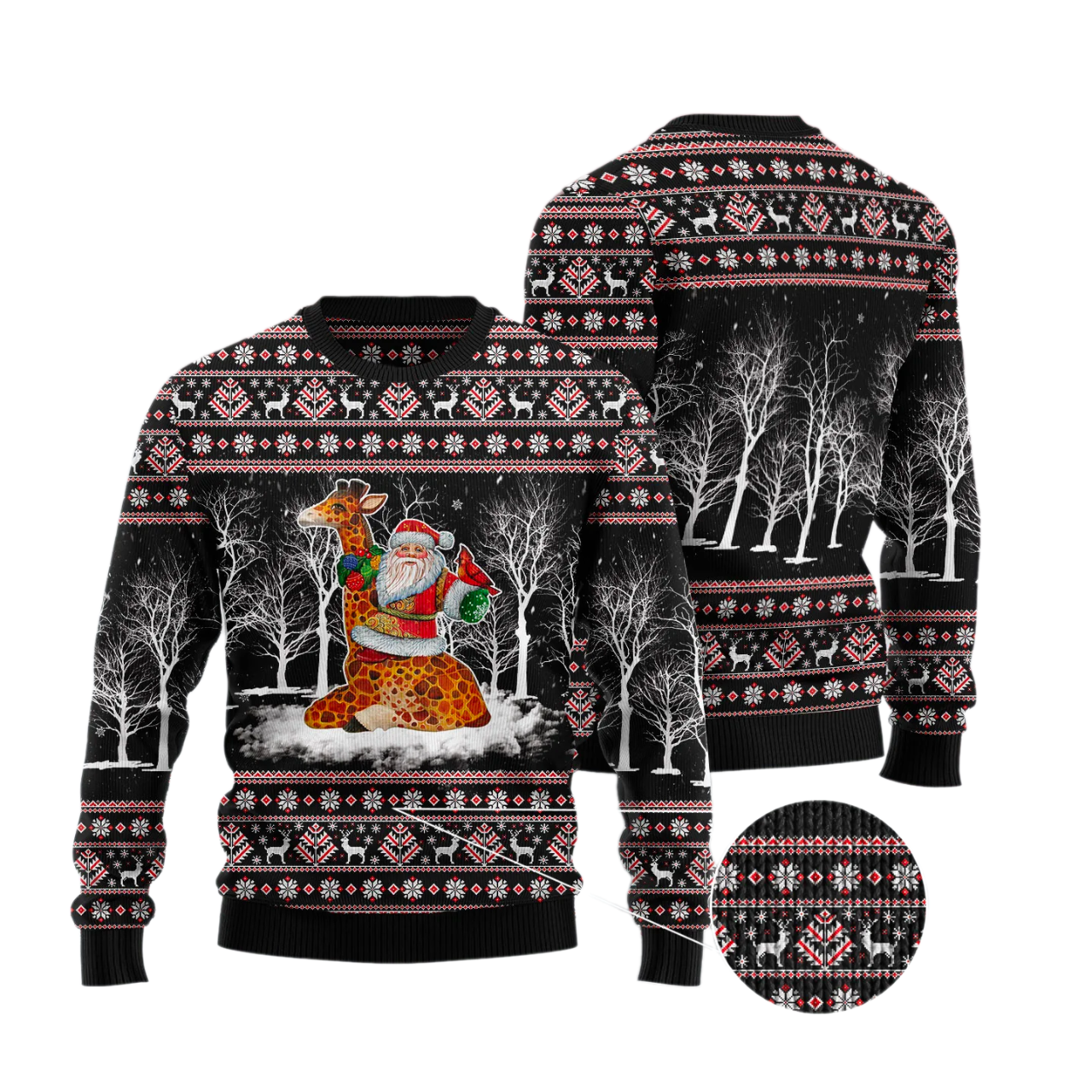 Giraffe Santa Claus Ugly Christmas Sweater For Men & Women Christmas Gift Sweater US3385 - WeCustomit