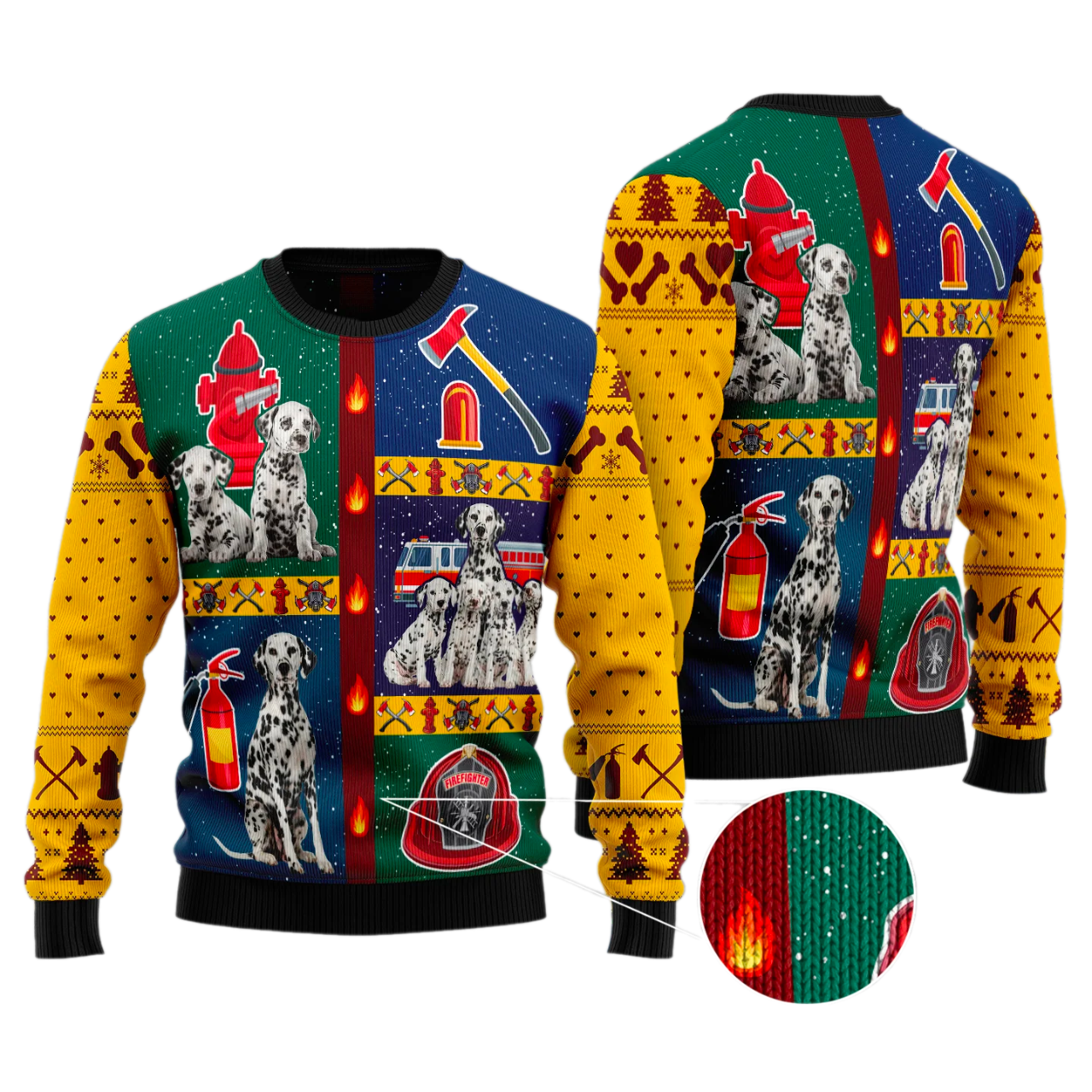Brave Dalmatian Firefighter Ugly Christmas Sweater For Men & Women Christmas Gift Sweater US3387 - WeCustomit