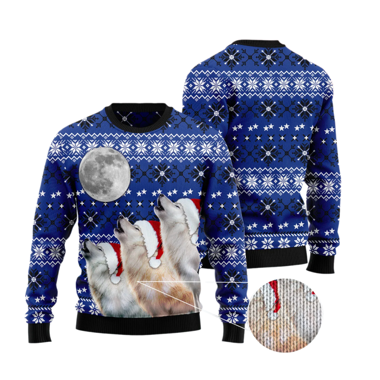Wolf Howling Moon Ugly Christmas Sweater For Men & Women Christmas Gift Sweater US3388 - WeCustomit