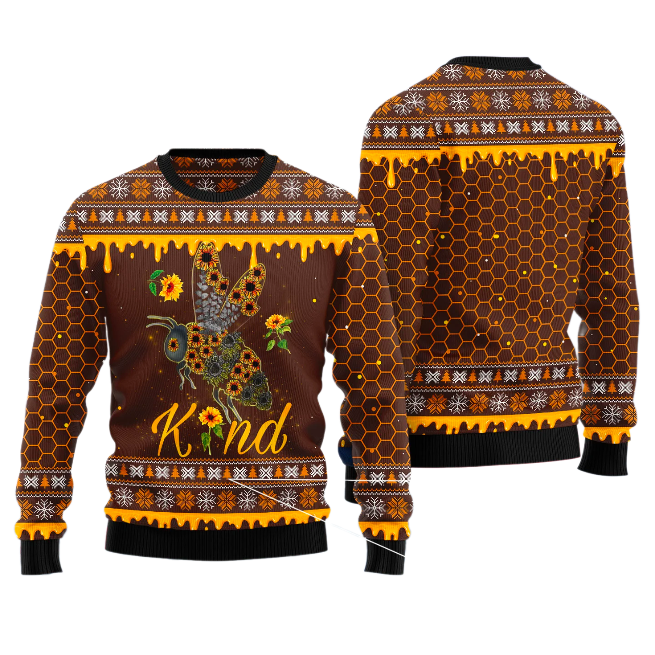 Bee Kind Sunflower Ugly Christmas Sweater For Men & Women Christmas Gift Sweater US3389 - WeCustomit