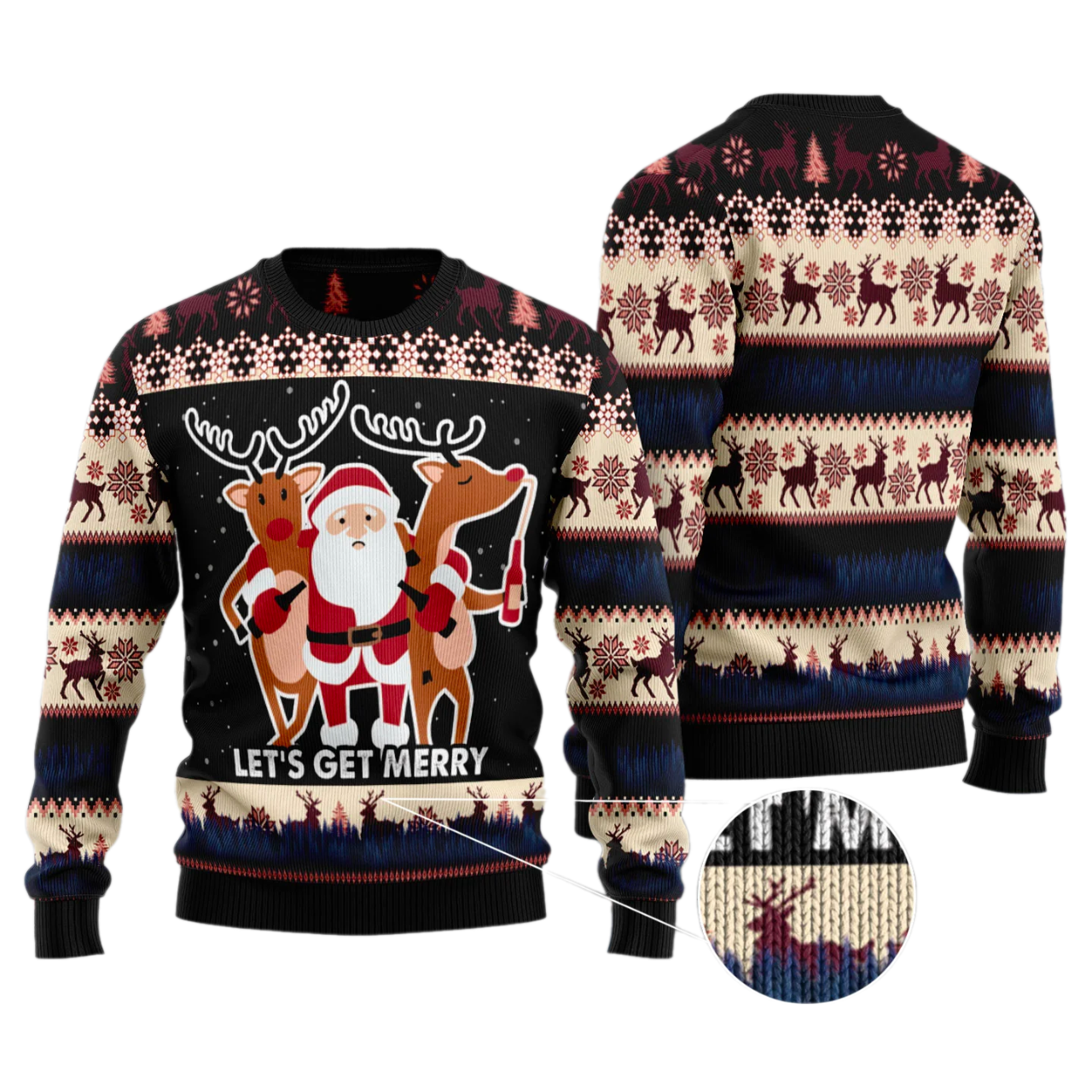 Let‘s Get Merry Ugly Christmas Sweater For Men & Women Christmas Gift Sweater US3390 - WeCustomit